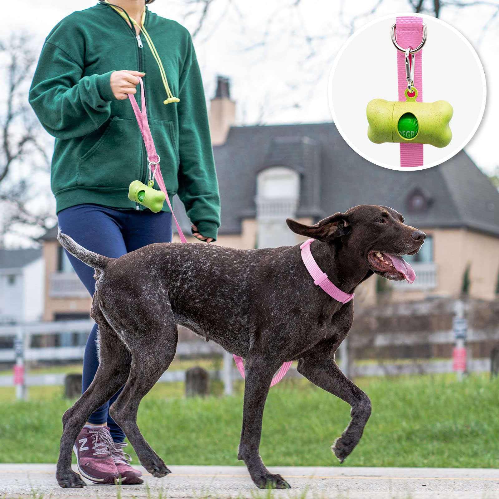 Azuza Nylon Dog Collar And Leash Set, Strong & Durable Basic Style Leash With Easy To Use Collar Hook, Available In Multiple Lengths For Small Dogs, Pink,S