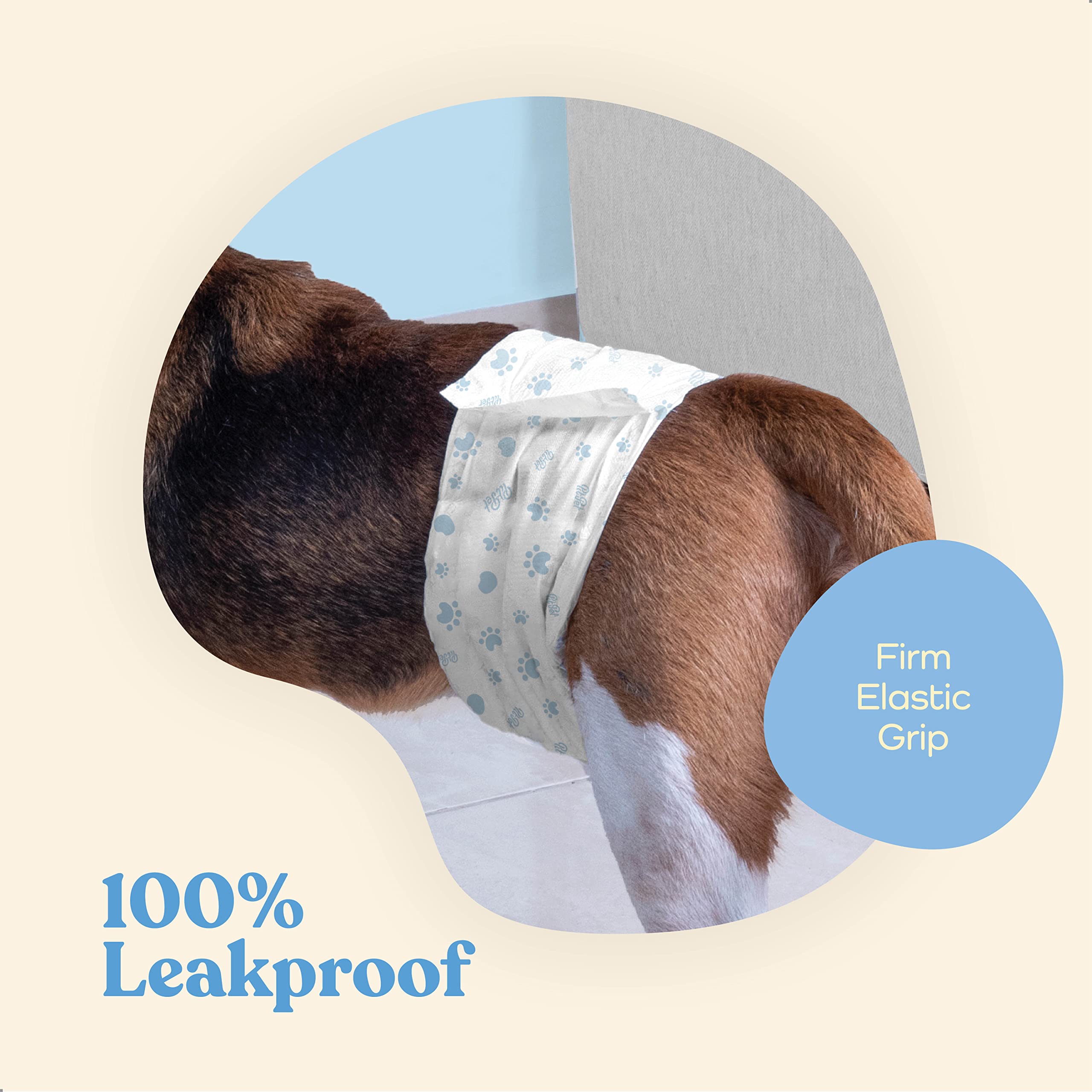 Comfortable Male Dog Diapers - 50-Pack Super Absorbent Disposable Male Dog Wraps- Flashdry Gel Technology, Wetness Indicator Dog