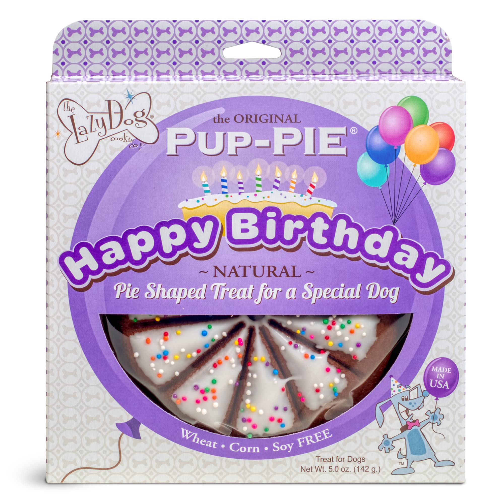 Lazy Dog Pup-Pie - Happy Birthday Dog Treat, 5 oz (Vanilla, Pie with Treats)