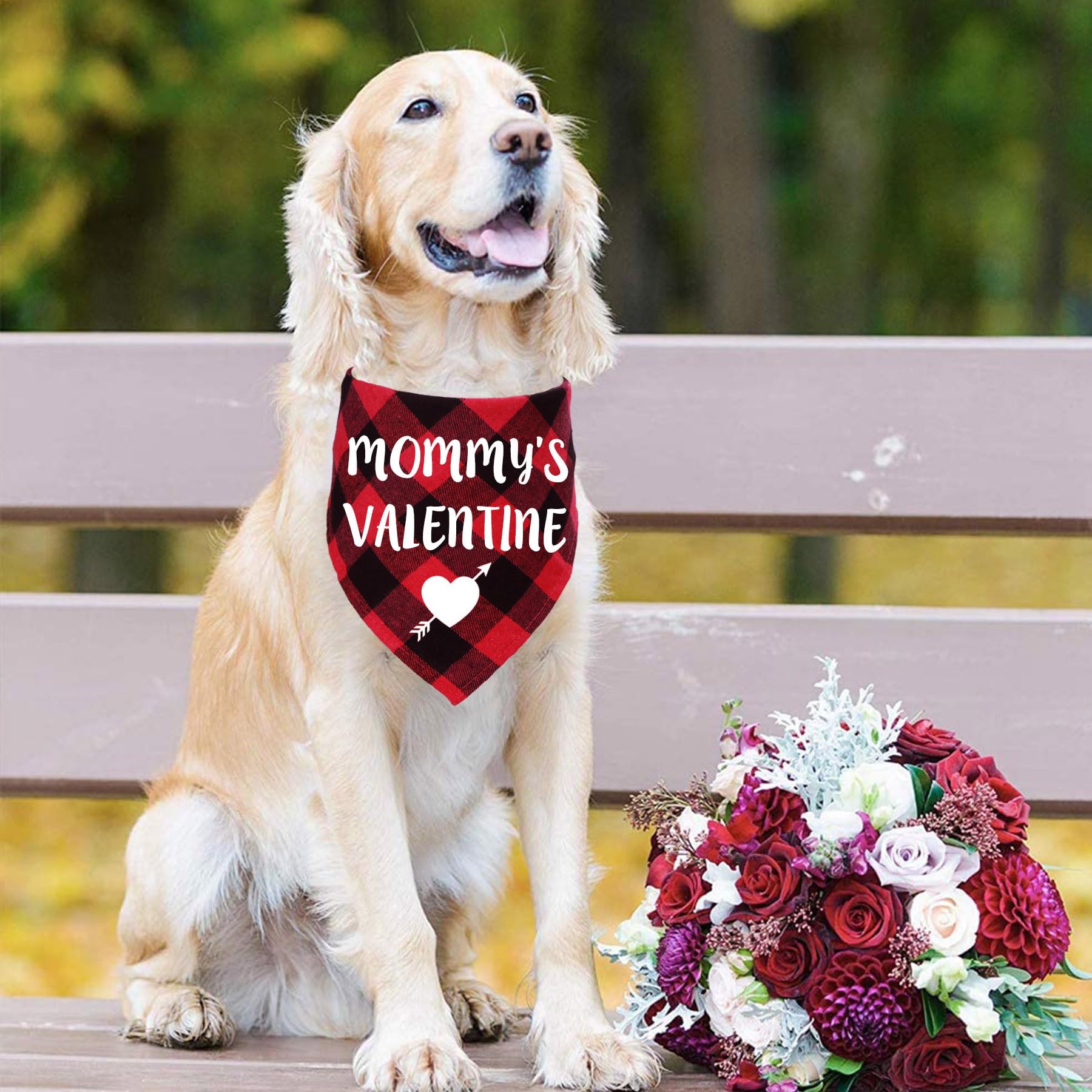 Stmk 2 Pack Valentines Day Dog Bandanas, Valentines Dog Bandanas Scarf For Medium Large Dogs Pets (Large, Free Kisses & Mommy'S