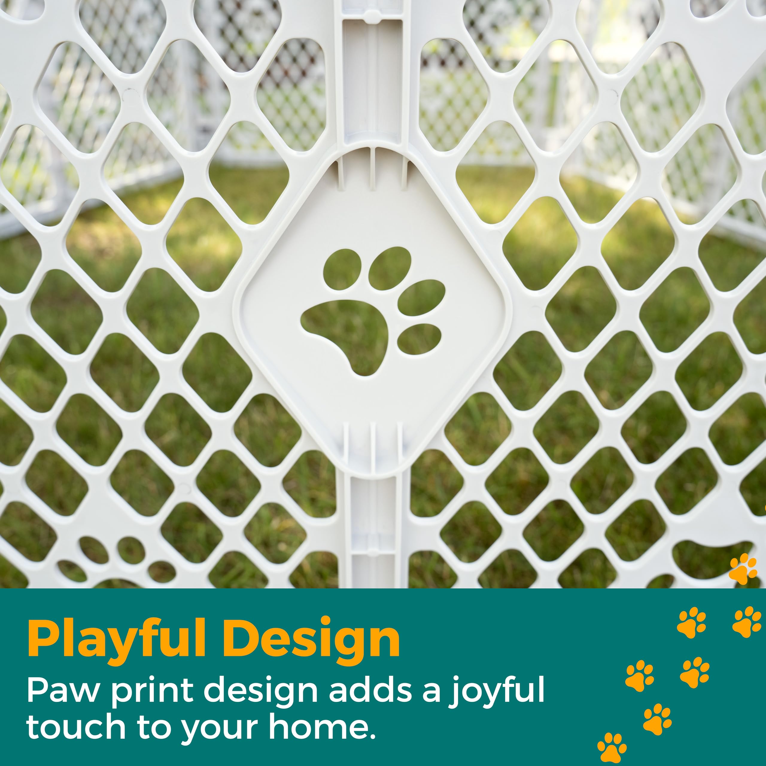 MyPet 8-Panel Paws Petyard, Gray Dog Playpen, Durable & UV-Resistant Puppy Playpen, Indoor/Outdoor Portable Dog Pen, Adjustable