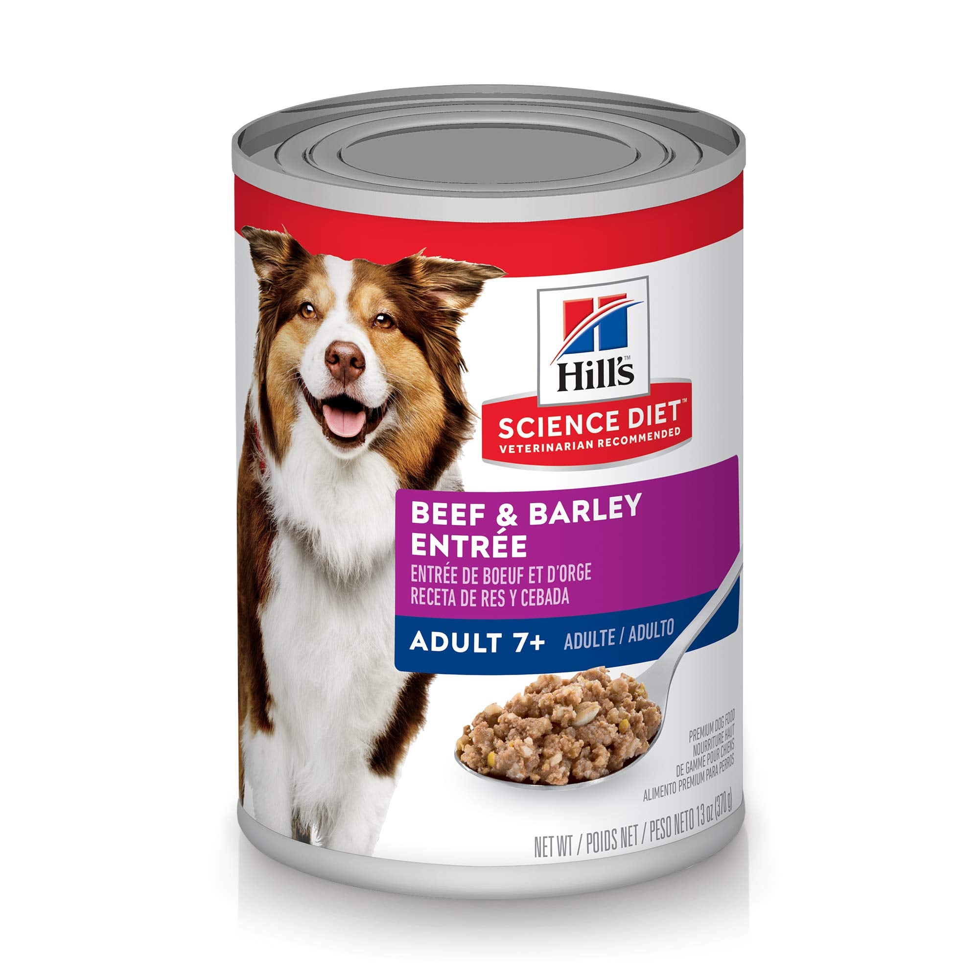 Hills Science Diet Adult 7+, Senior Adult 7+ Premium Nutrition, Wet Dog Food, Beef & Barley Loaf, 13 oz Can, Case of 12