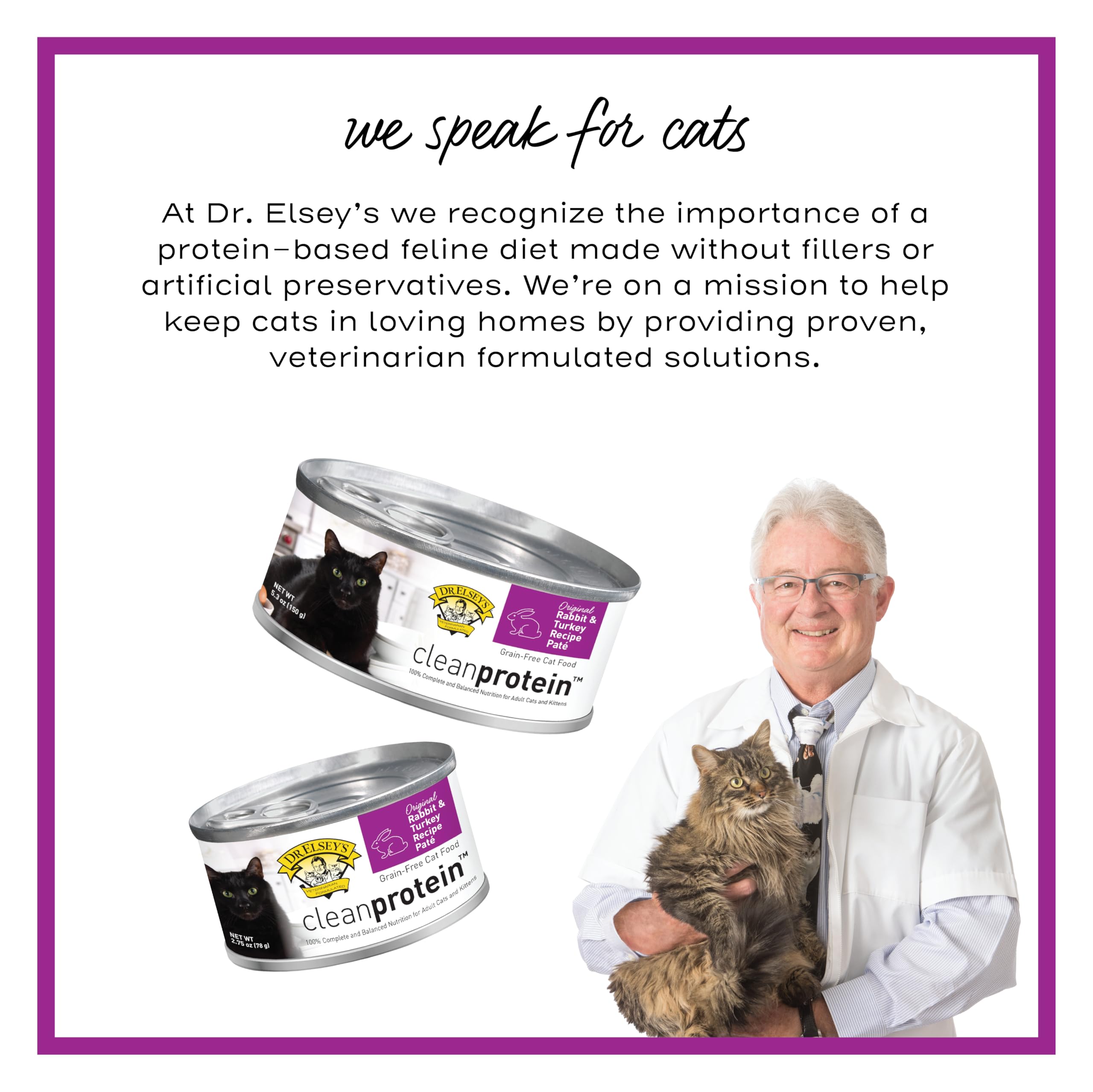 Dr. Elseys cleanprotein Original Rabbit & Turkey Recipe Wet Cat Food, 2.75oz Cans, (Pack of 24)