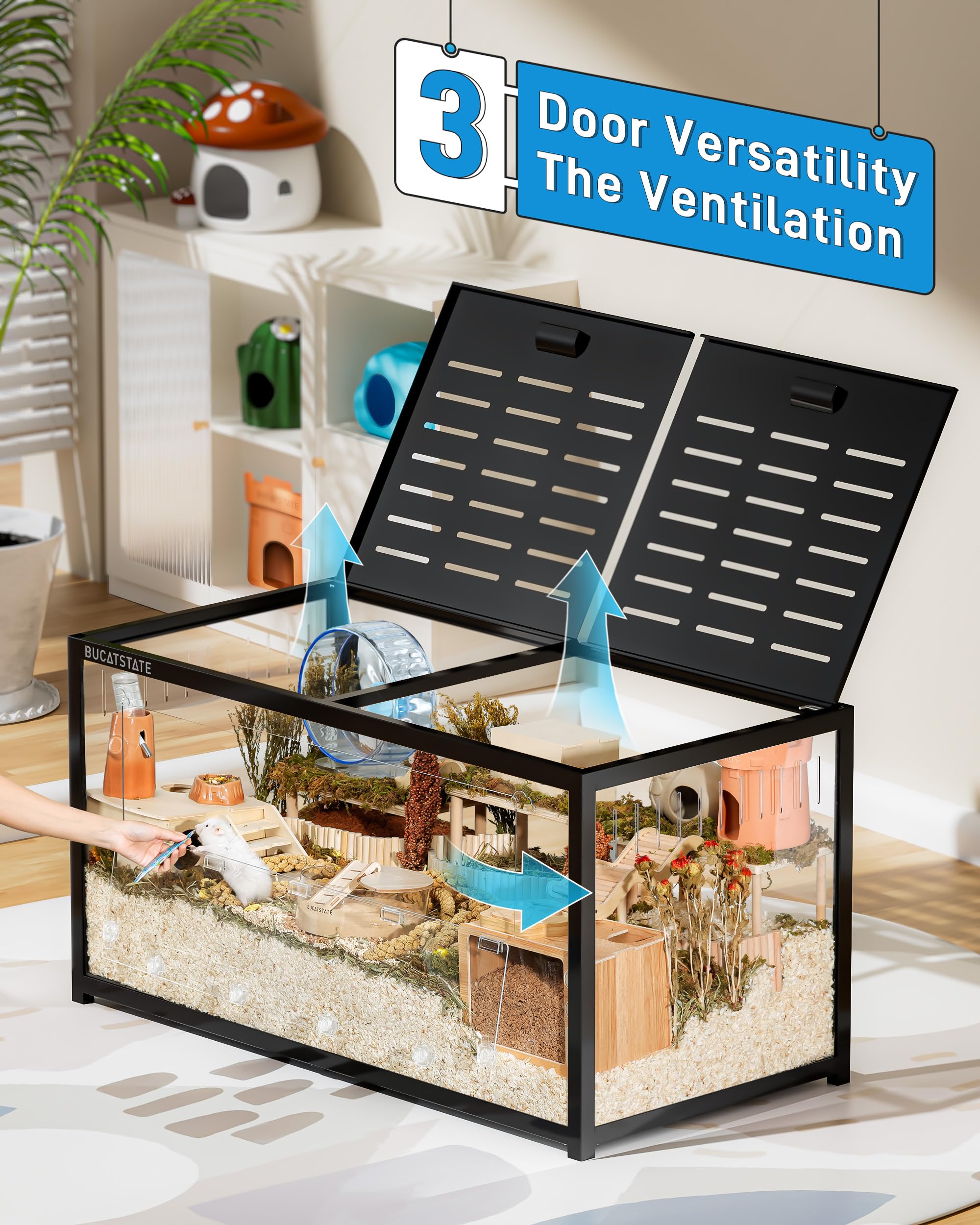 Bucatstate Hamster Cage Metal 3.0 - Chewproof Large Rat Cage Stackable With Top Access Easy Assemble 47L X 23.6W X 25.5H Inches