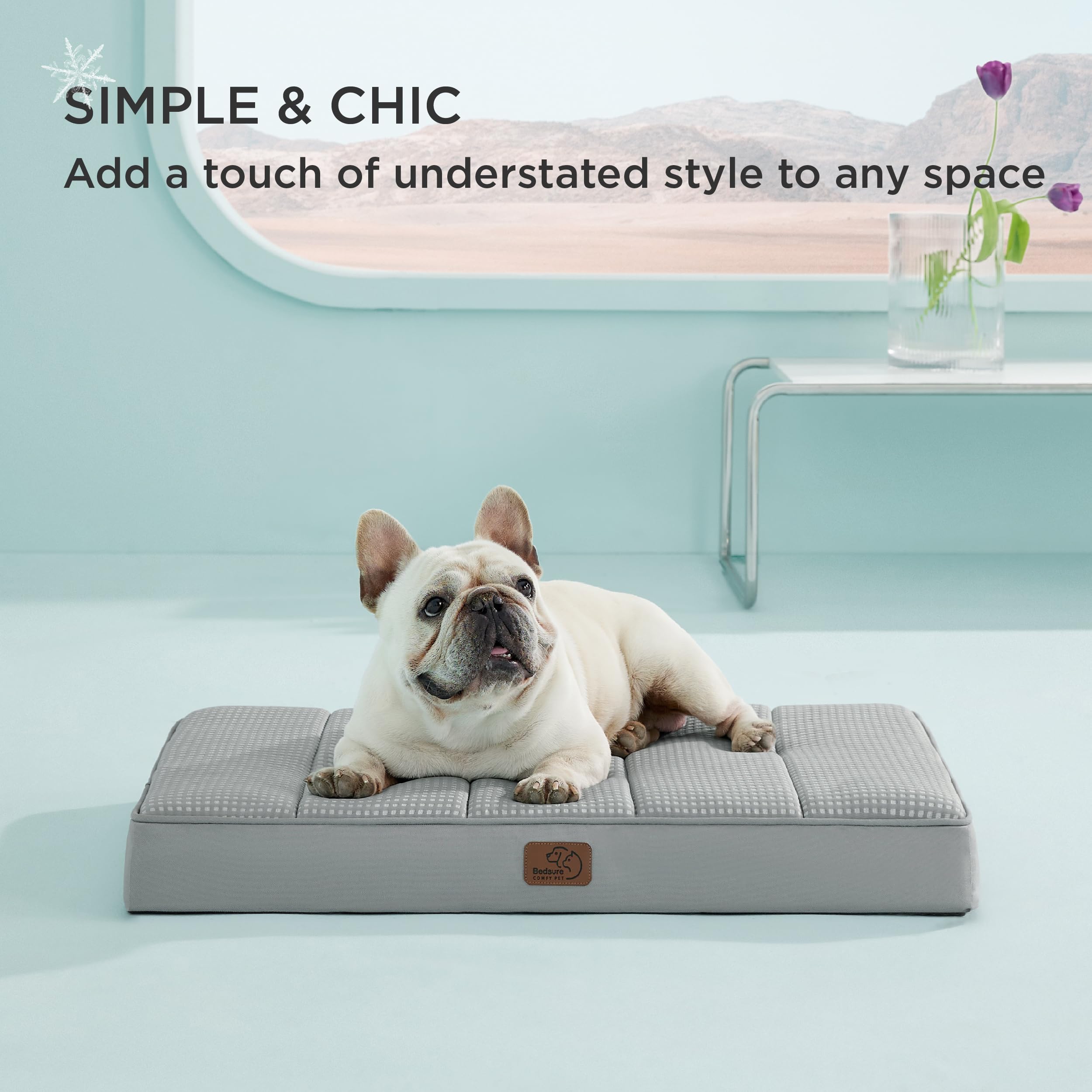 Bedsure Cooling Dog Bed For Medium Dogs - Orthopedic Waterproof Puppy Beds With Removable Washable Cover, Egg Crate Foam Pet Mat
