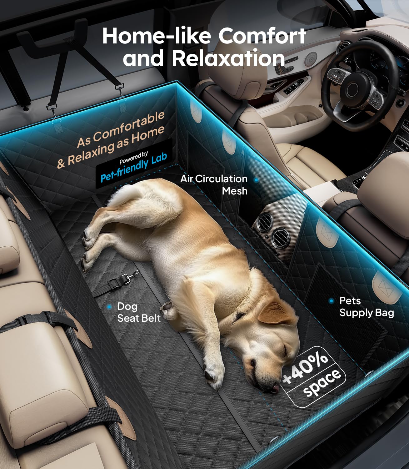 Wigoo 2025 Upgrade Dog Car Seat Cover for Back Seat [400lbs Hard Bottom, Heavy Duty Material] Anti-Scratch Waterproof Backseat P