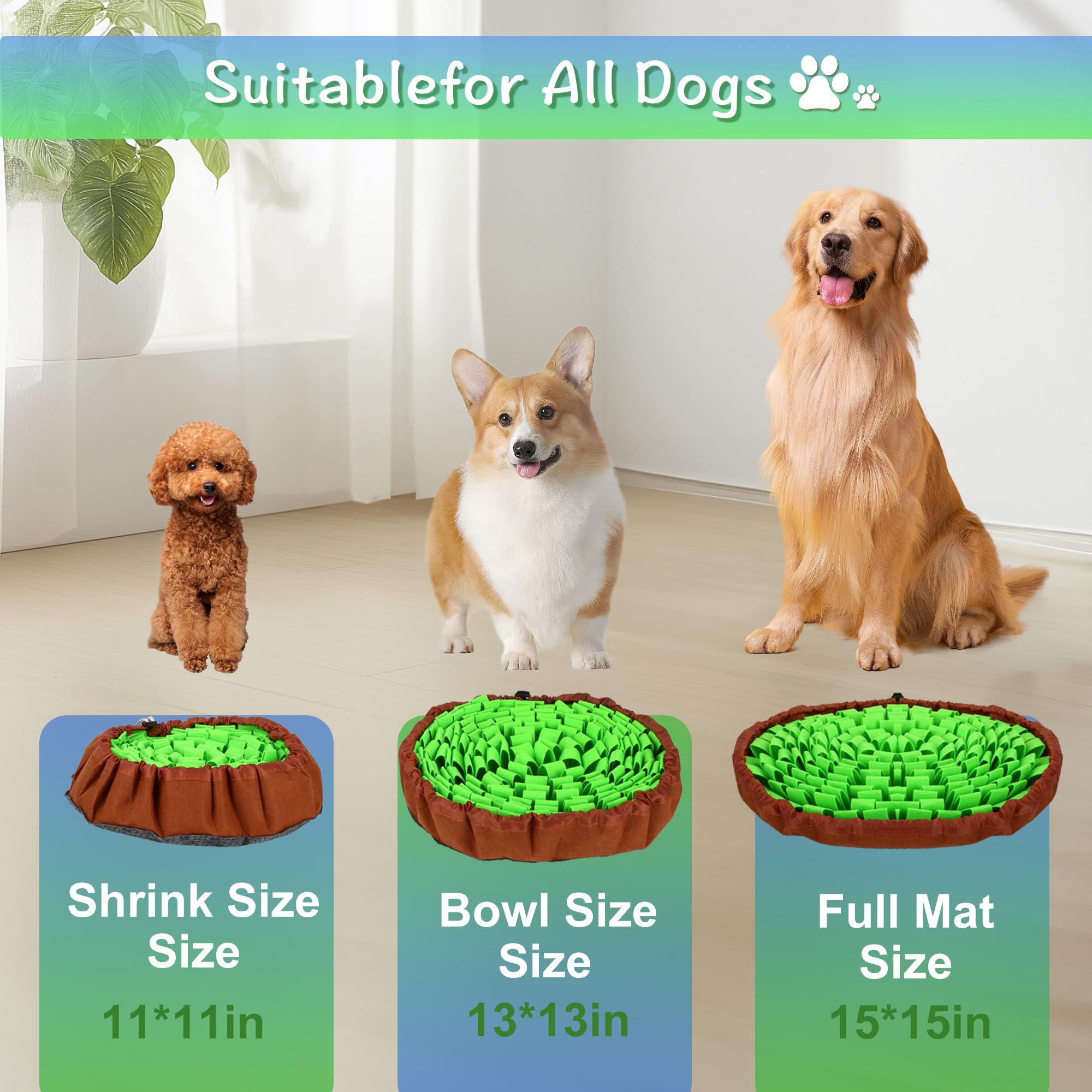 Didibirdi 2 Pce Snuffle Mat For Dogs, Adjustable Size Encourages Natural Foraging Skills For Cat And Rabbit Or Other Pet