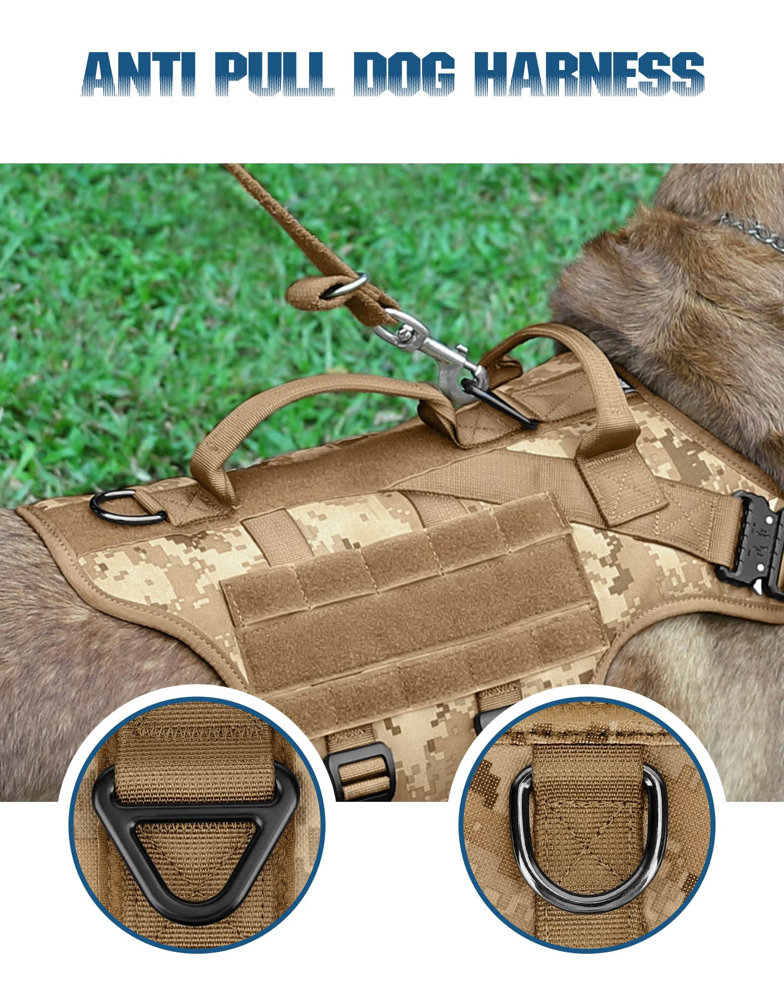 Tactical Dog Harness - PETNANNY Dog Harness Service Dog Vest for Large Breed, Hook and Loop Panel for Service Dog Patches, Work