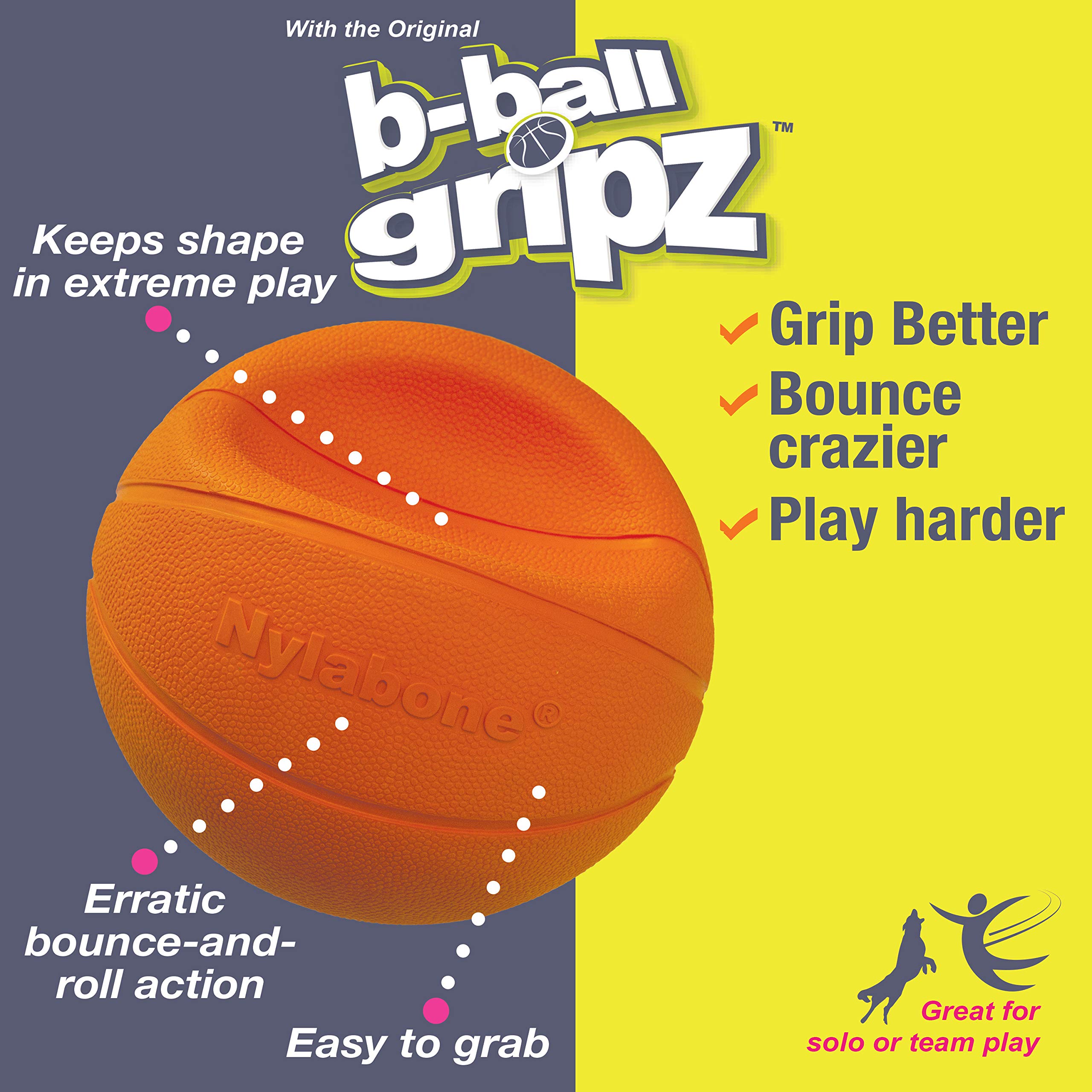 Nylabone Power Play Dog Basketball B-Ball Gripz Basketball Large (1 Count)