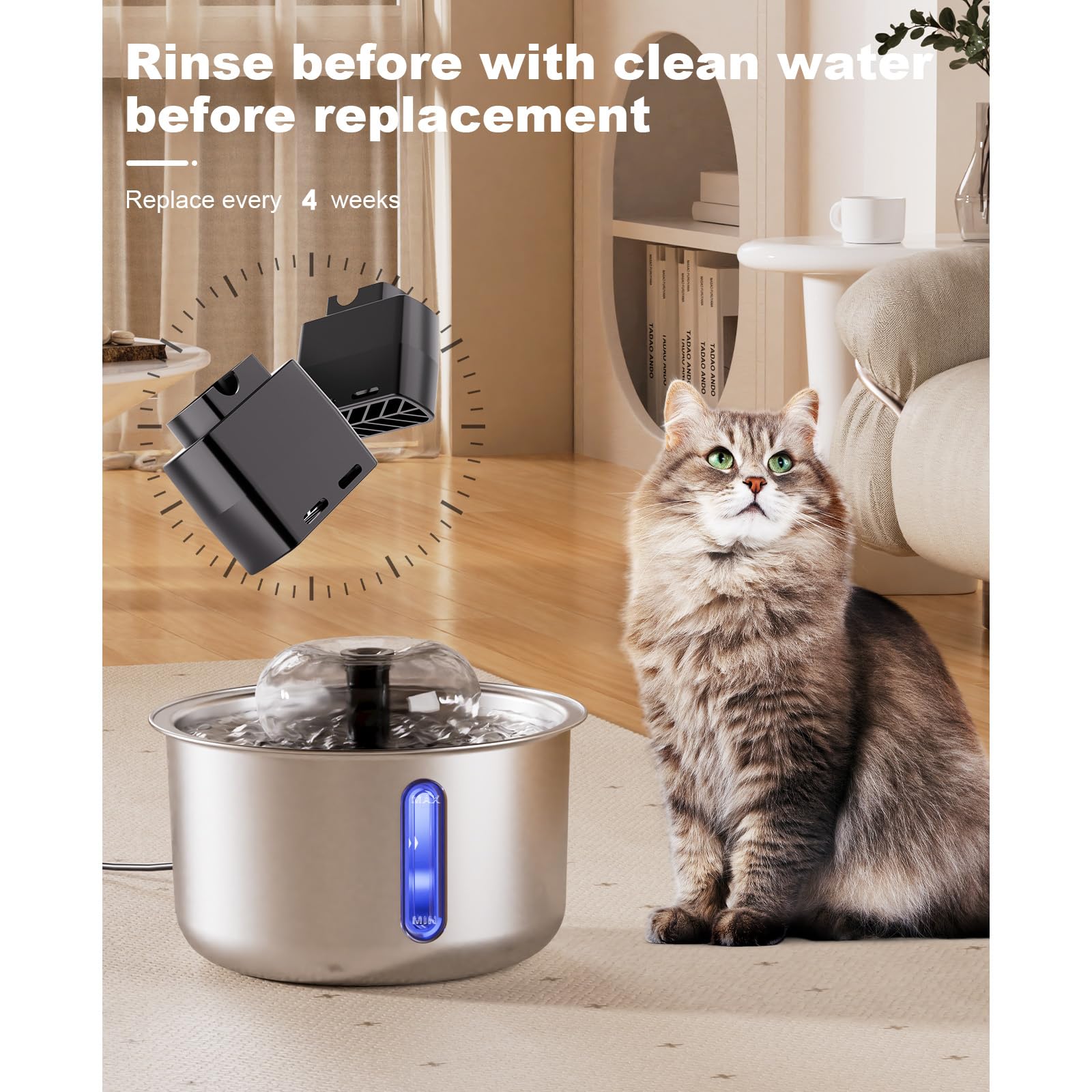 Sankton Replacement Filters For Cat Water Fountain Xysj02 Xysj04, 6 Months Set Of Replacement Filters For Pet Water Fountain, Bl