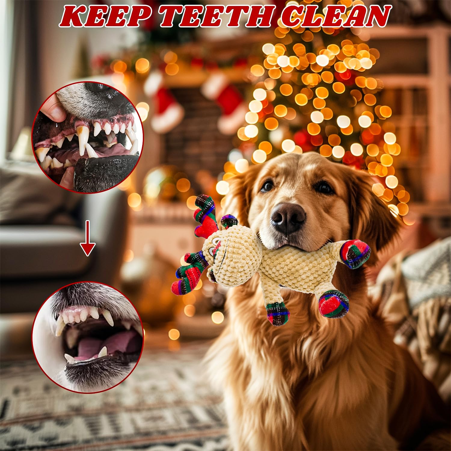 Chongqile Squeaky Christmas Reindeer Dog Toys, Interactive Plush Dog Toys For Small And Medium Dogs, Suitable For Trainning And