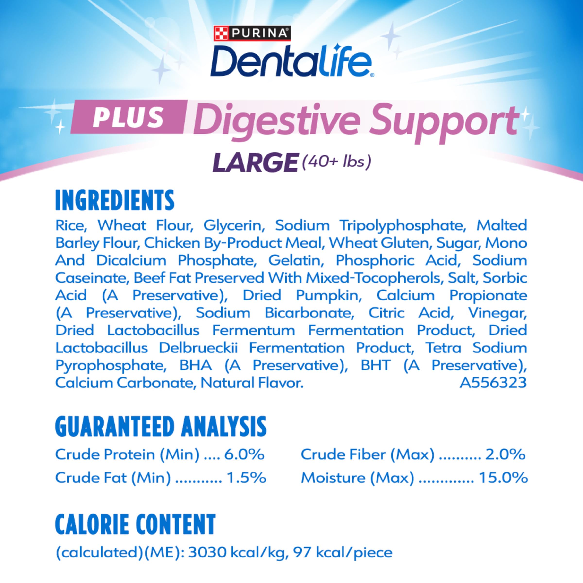 Dentalife Plus Digestive Support Dog Treats for Large Dogs 40 lbs. and up, Cleans Teeth, Freshens Breath, & Supports Healthy Gut