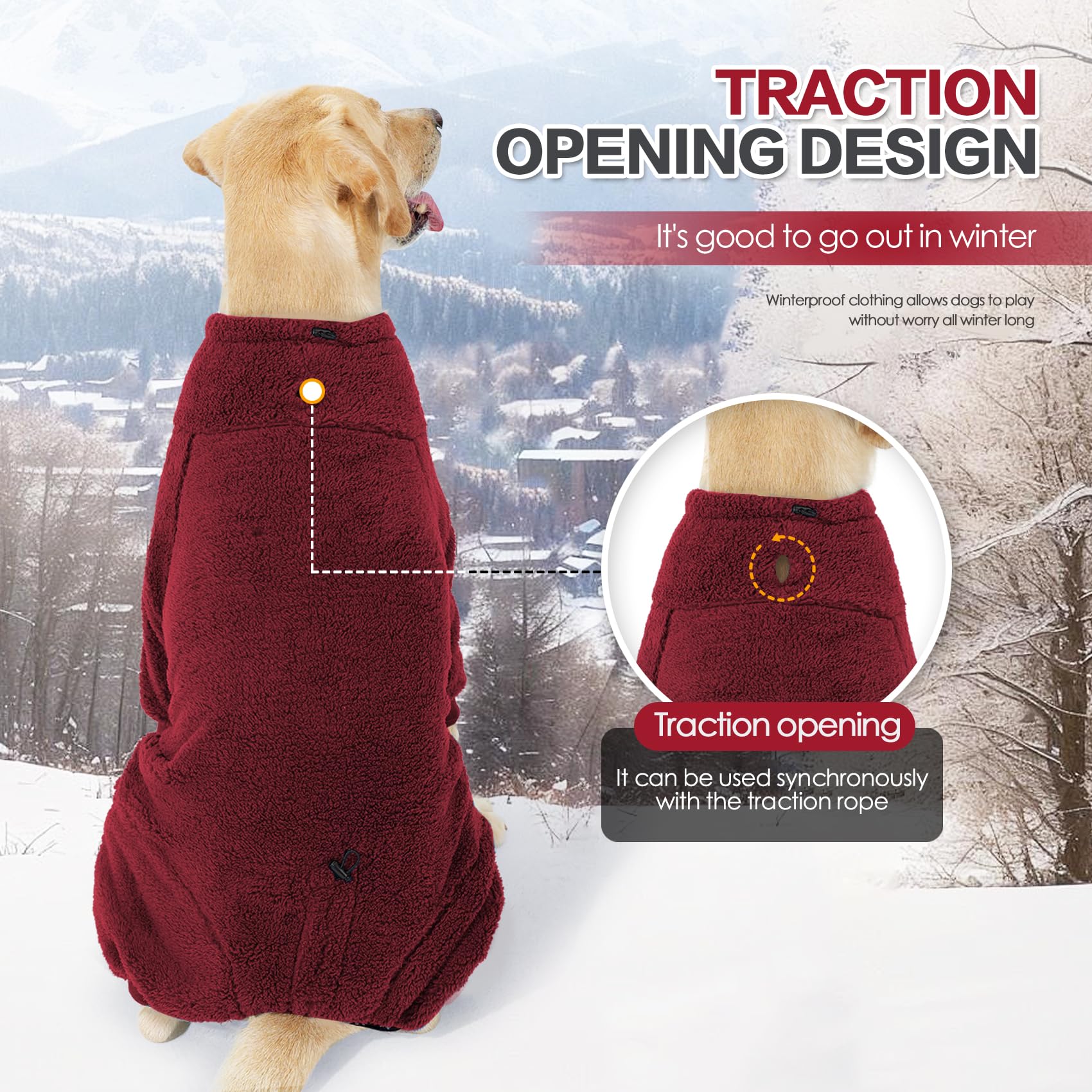 Pinellia Winter Coat, Warm Fleece Jacket, Windproof Pullover Jumpsuit, Full Body Pajamas Onesie, Cold Weather Clothes For Medium