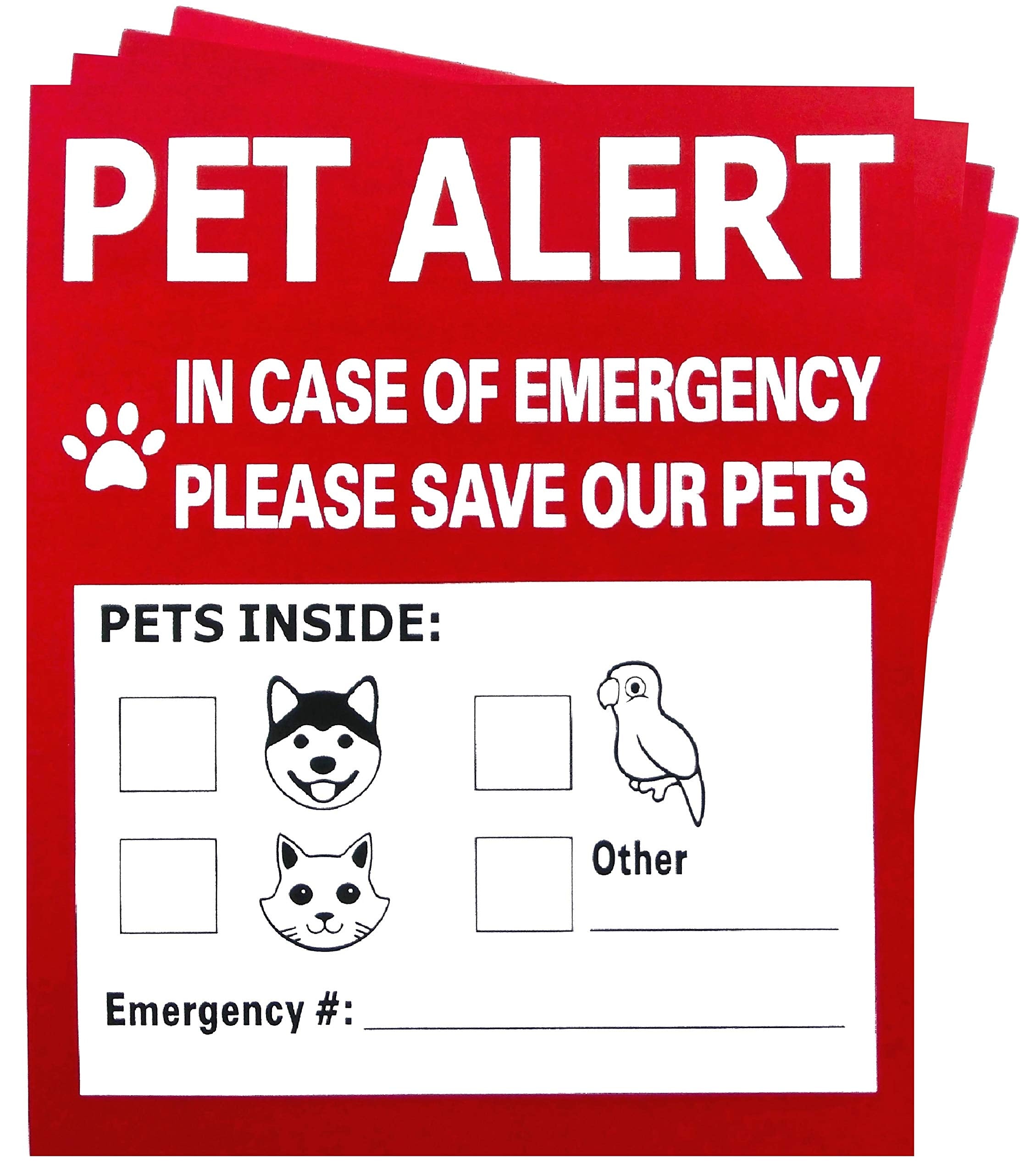 Pet Alert Safety Fire Rescue Sticker - 4 Pack,In Case Of Fire Notify Rescue Personnel To Save Pets