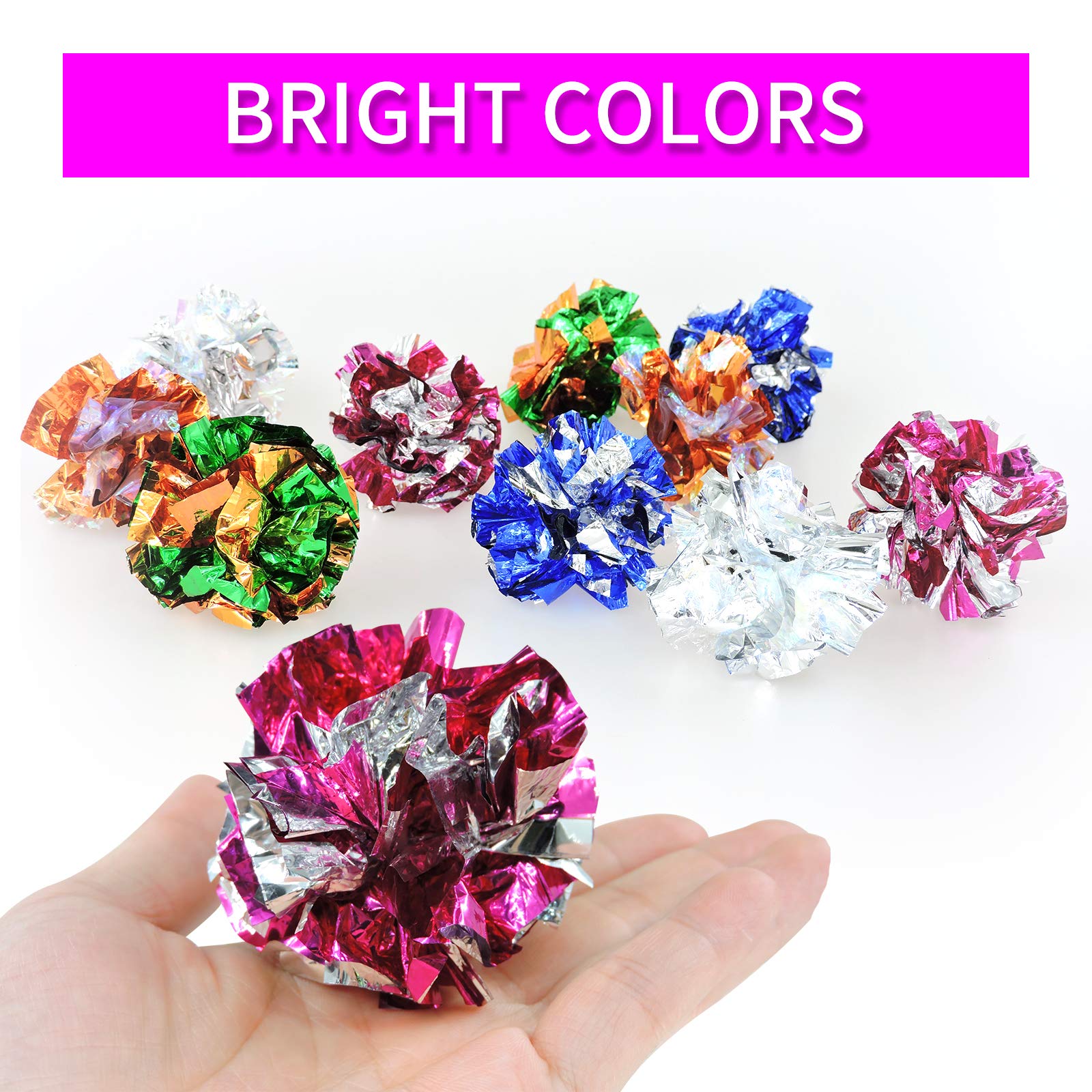 Andiker 10Pc Cat Crinkle Balls, 2.36 Inches 5 Colors Kitten Balls Interactive Cat Toys For Indoor Cats To Chew, Chase, Swat, Bit