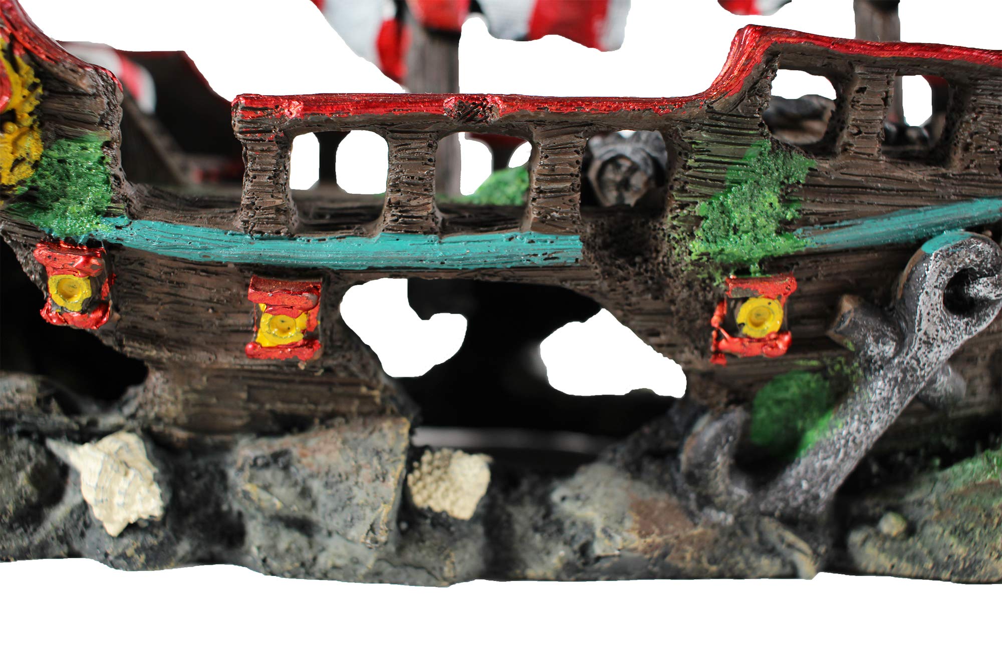 Penn-Plax Deco-Replicas Striped Sail Shipwreck Aquarium Decoration – Safe For Freshwater And Saltwater Fish Tanks – Medium