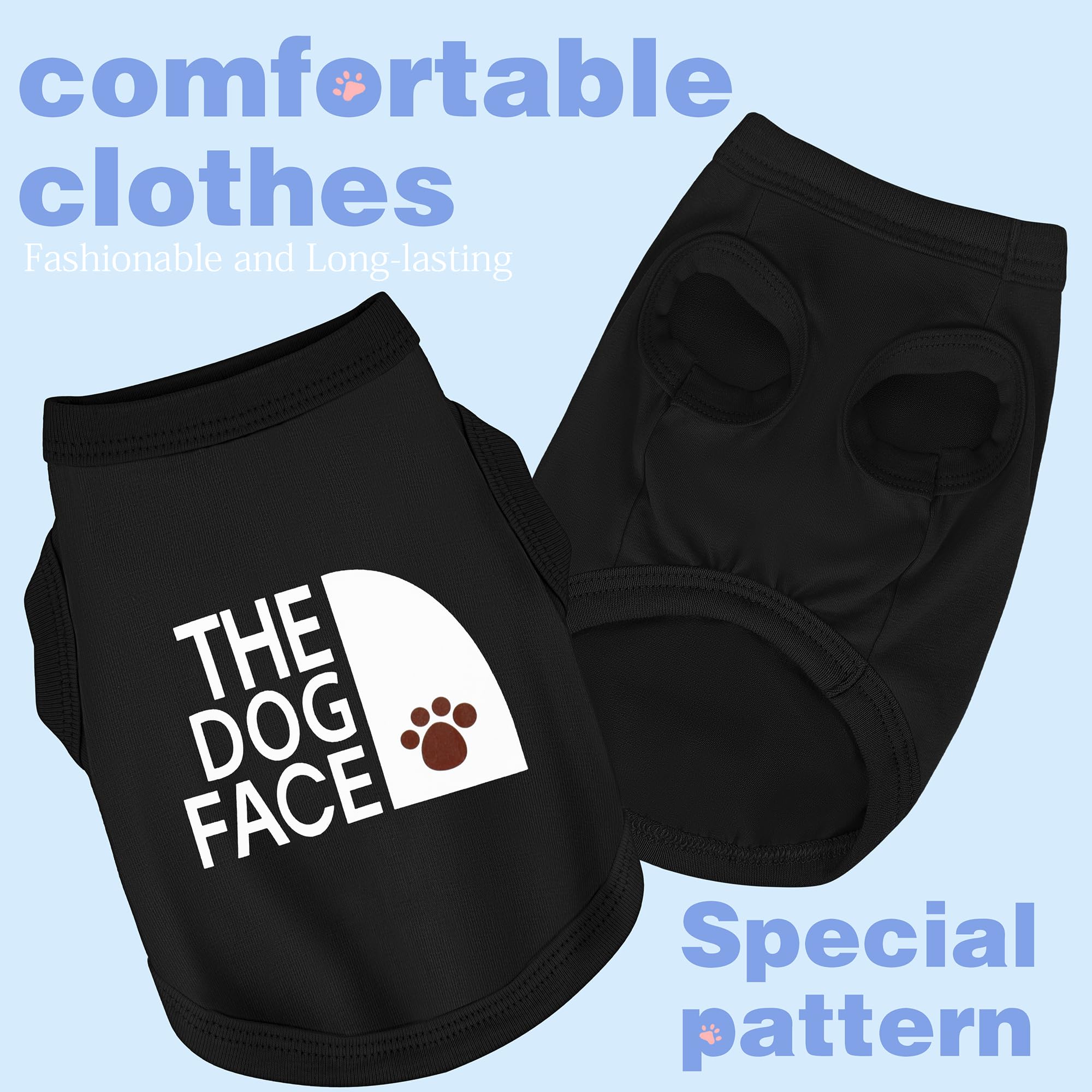 Personality Canine Attire: Soft, Lightweight Cotton Dog Clothes With 'The Dog Face' Print. Small And Medium Breeds, Perfect For