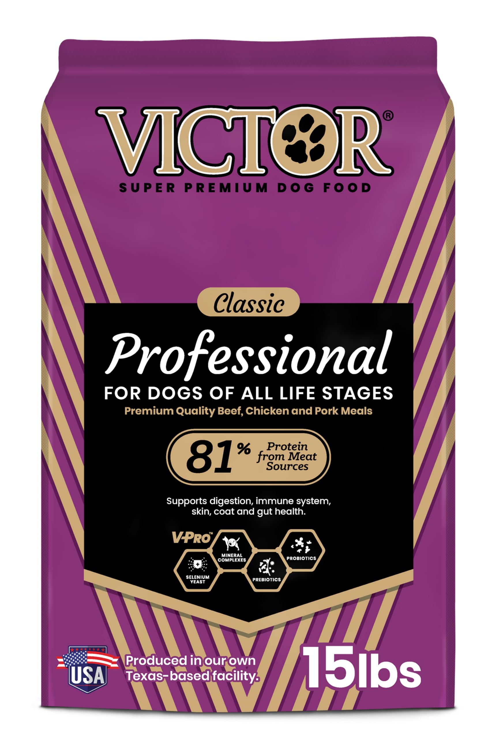 VICTOR Super Premium Dog Food - Professional Dry Dog Food - Super Premium Kibble with 26% Protein - Gluten-Free with Beef, Chick
