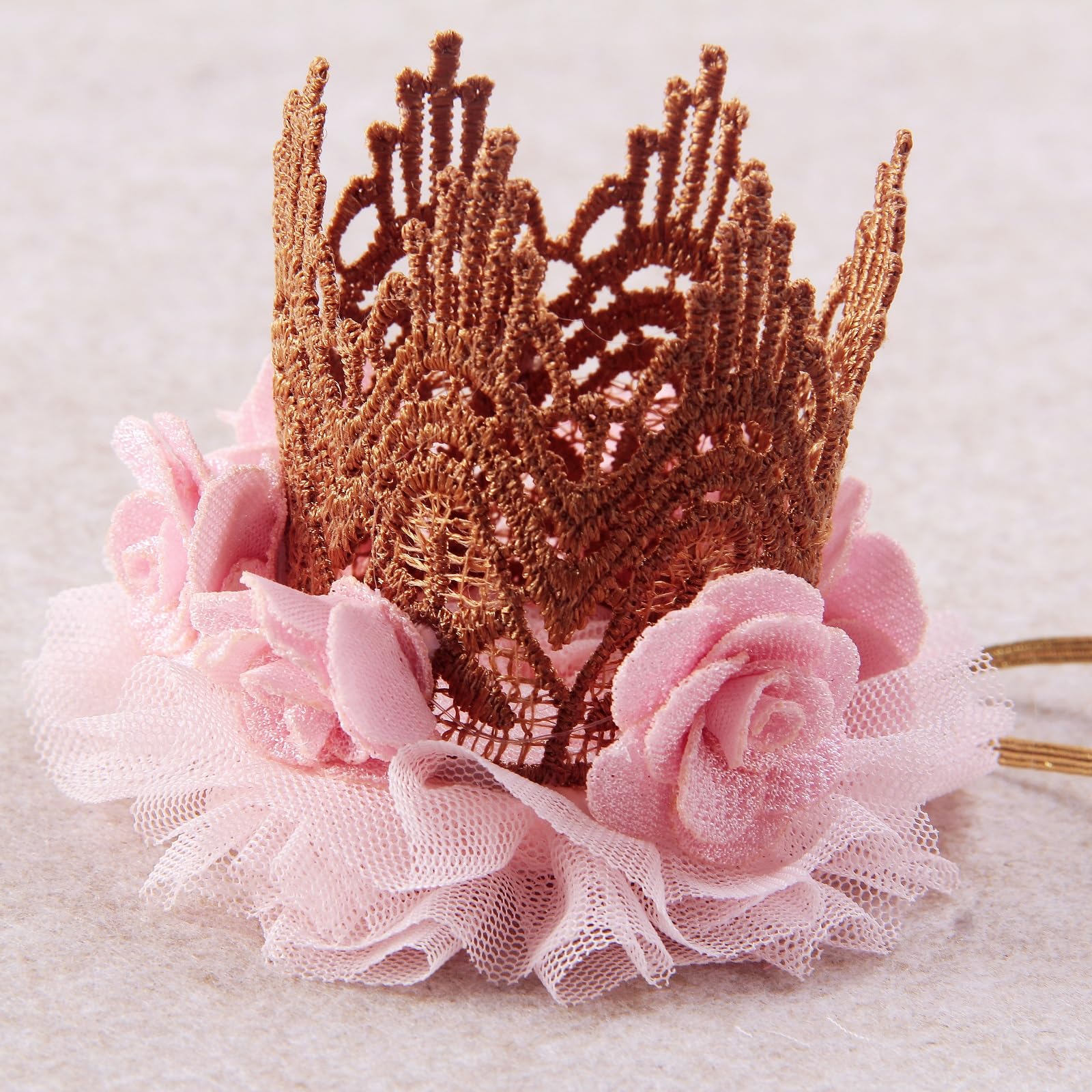 Nishine Chic Elastic Khaki Crown Tiara Headband For Pet Crown Hairband Costume (Pink)