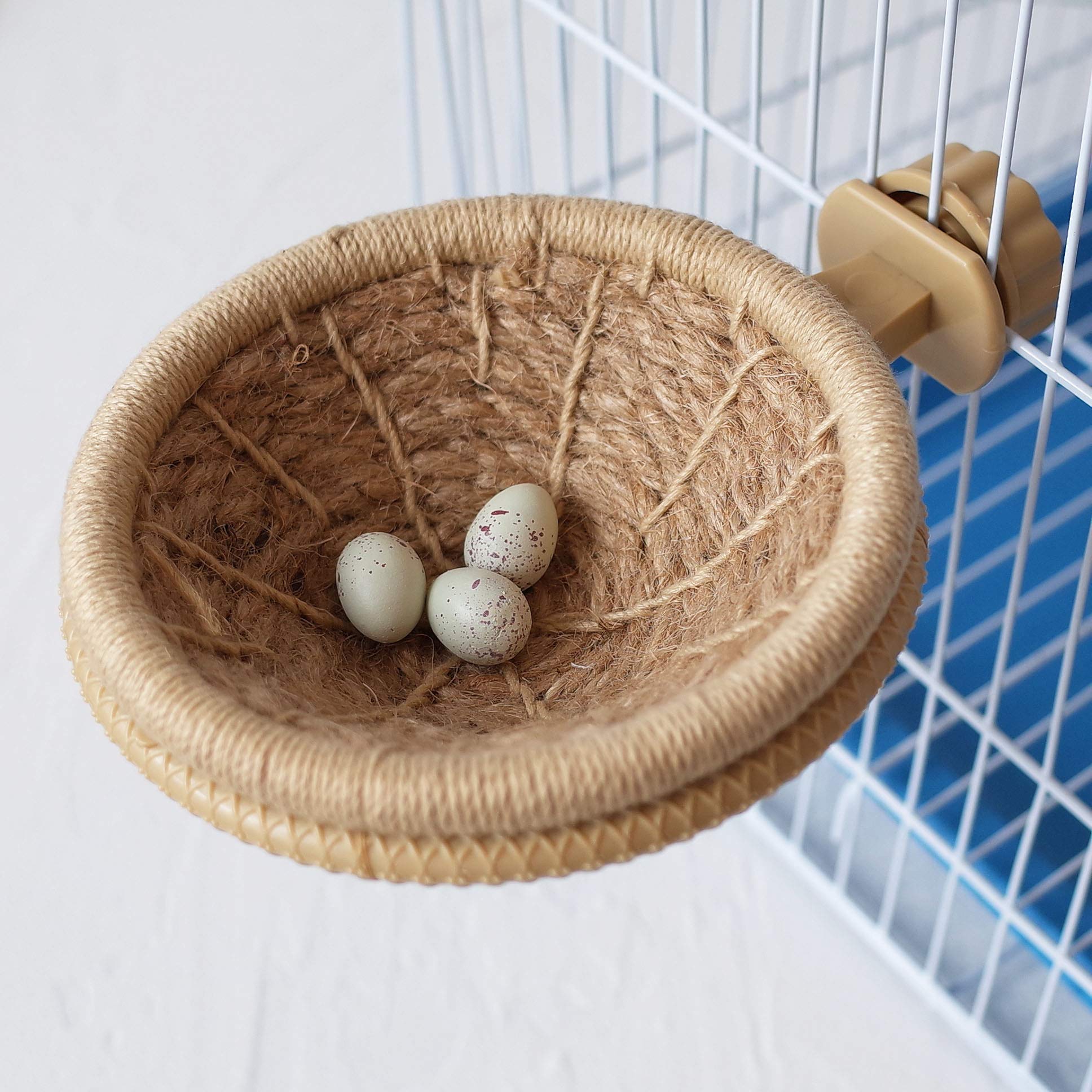 Foiburely Bird Breeding Nest Canary Finch Parrot Weave Hemp Rope Nest(4.4Inches)