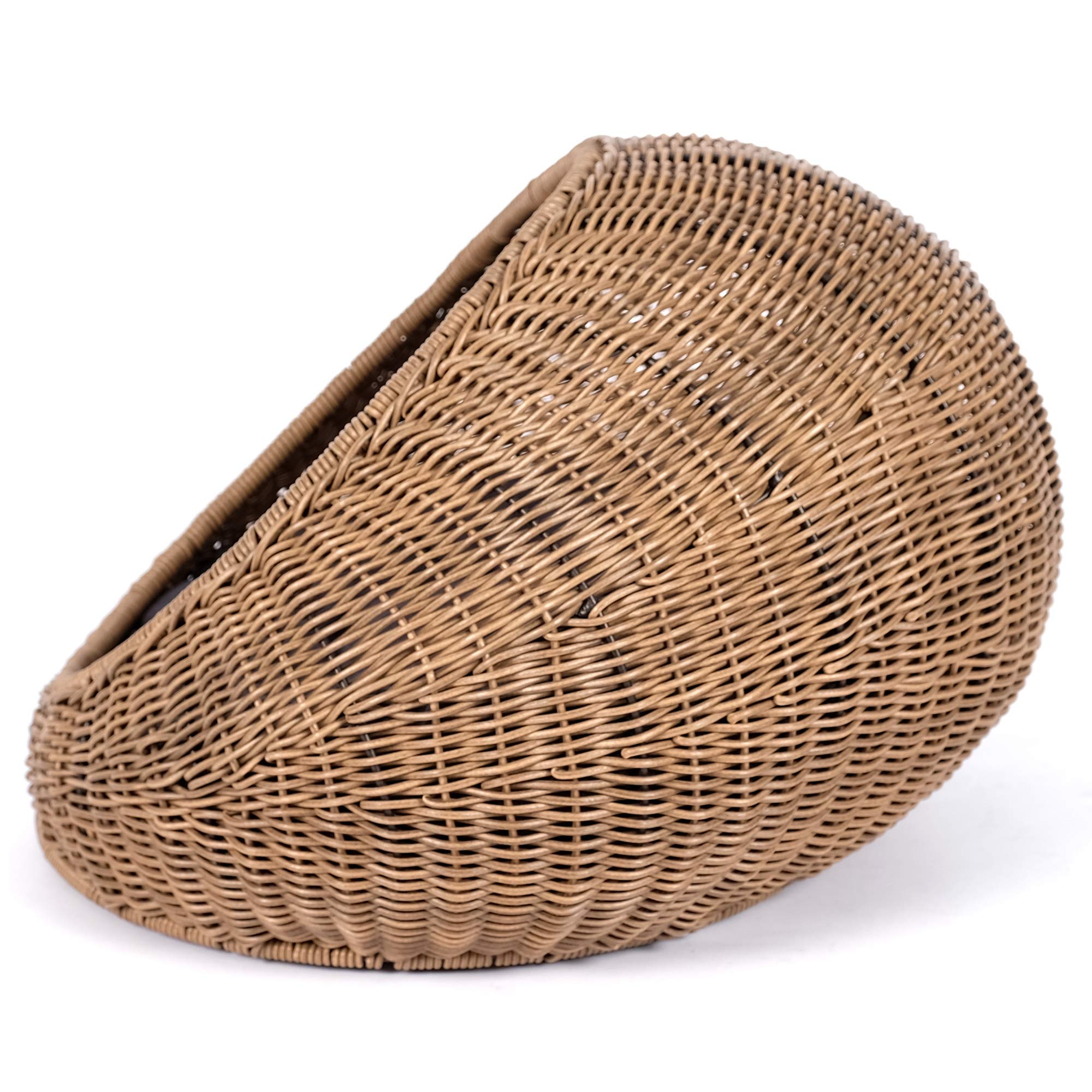 D+Garden Wicker Cat Bed Dome For Medium Indoor Cats - A Covered Cat Hideaway Hut Of Faux Rattan Houses Pets In Dome Basket, Wash