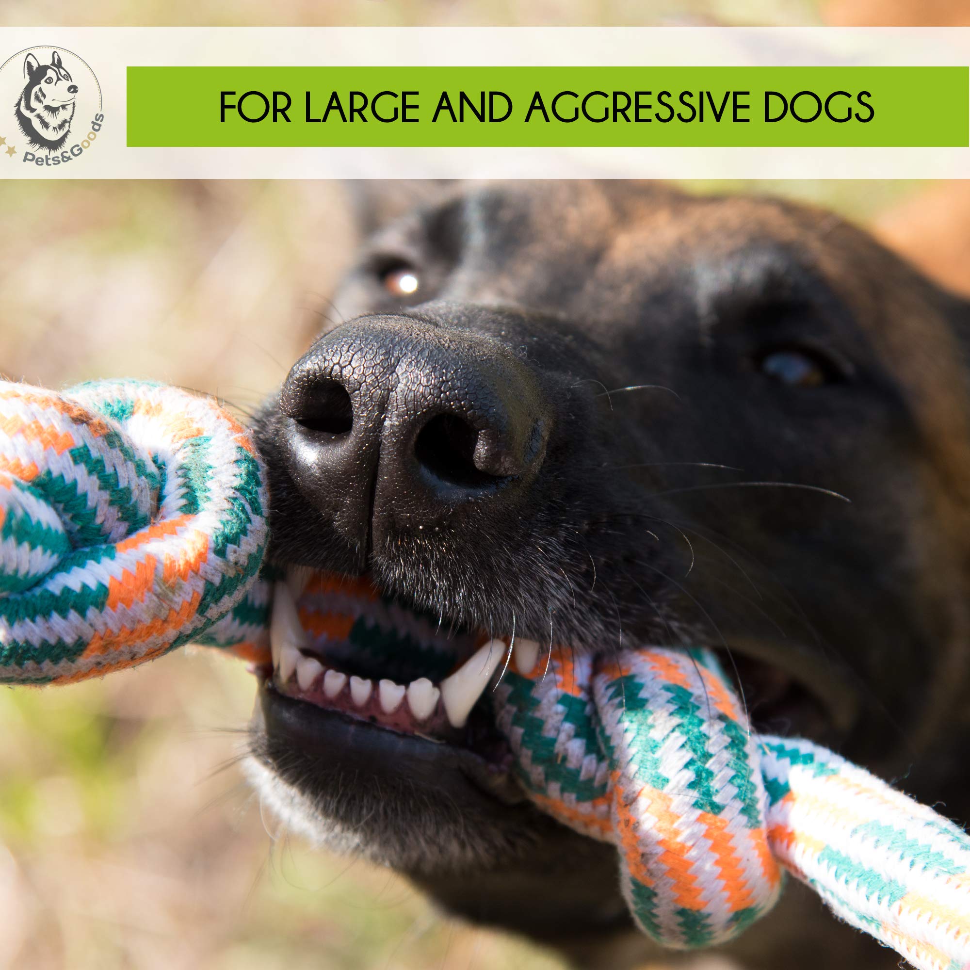 XL Dog Rope Toys for Aggressive Chewers - 4 Nearly Indestructible Chewing Ropes - Durable Heavy Duty Dog Toys - Large Dog Toys -