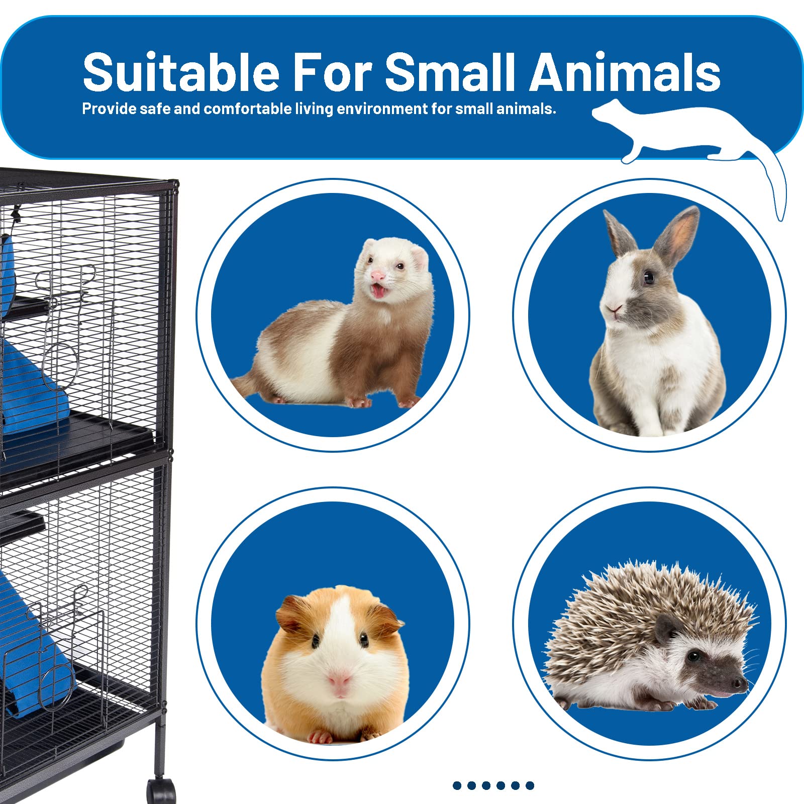 4 Tier Steel Deluxe Small Animal Pet Cage Kit For Guinea Pig Ferret Little Rabbit With Wheels Brakes Hammock 4 Platforms Removable Tray And Ladder With Flannel