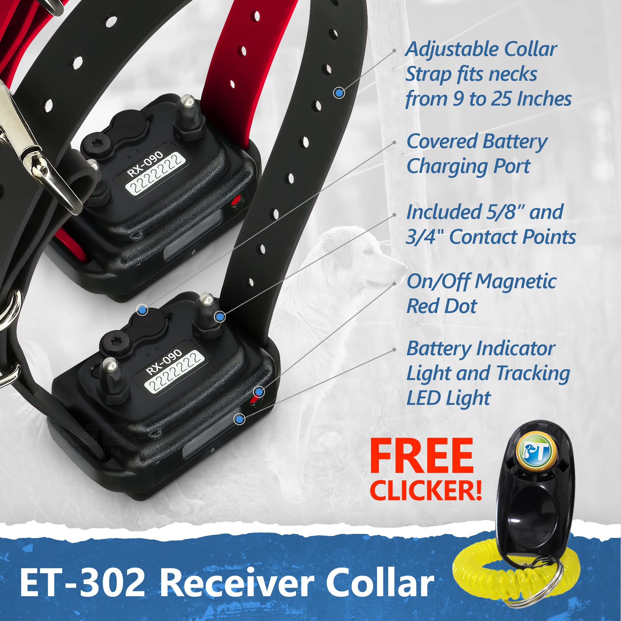 Mini Educator Et-302-1/2 Mile Rechargeable Dog Trainer Ecollar With Remote For Small, Medium, And Large Dogs By E-Collar Technologies - Electric, Vibration, Tone, And Stimulation Collar