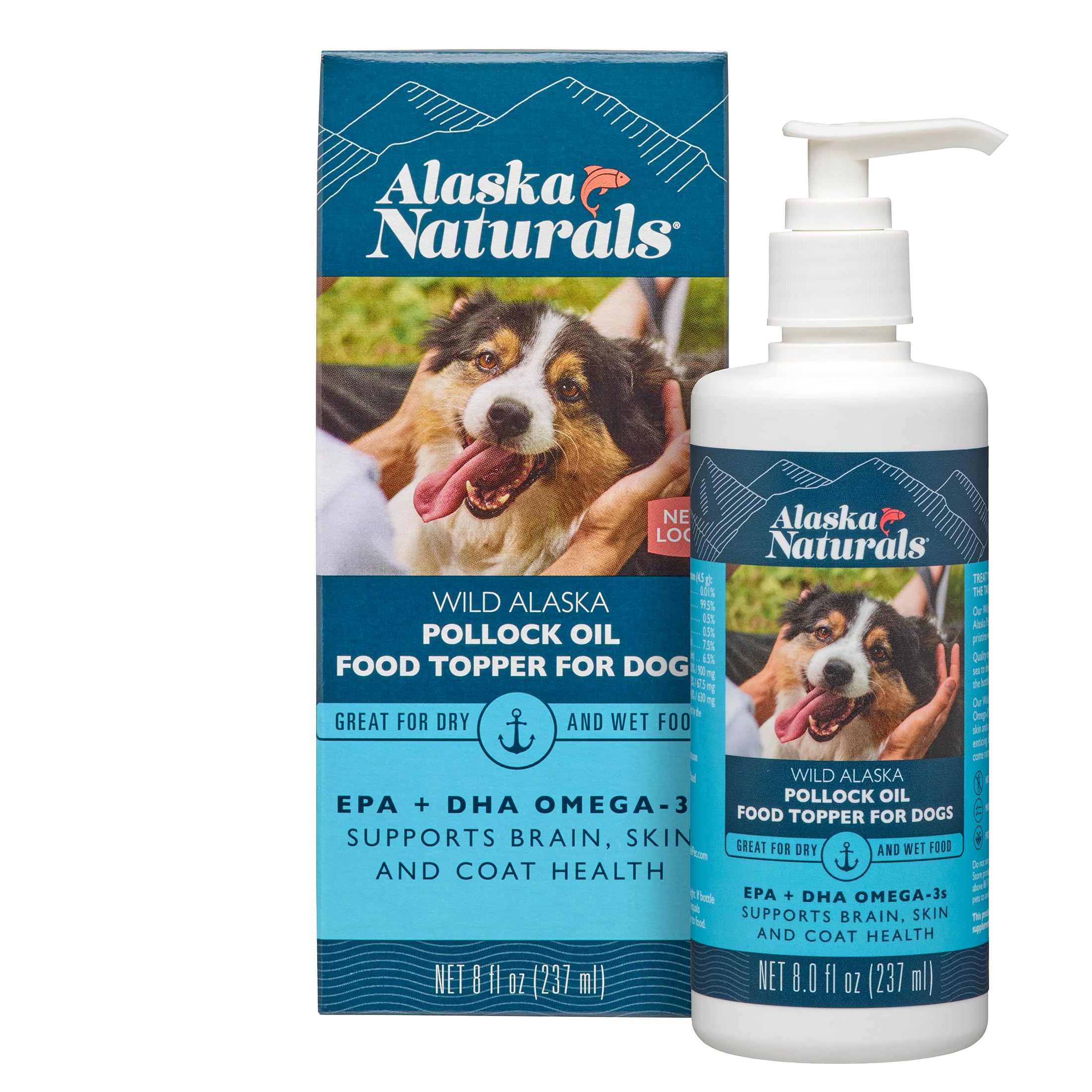 Sustainable Wild Alaskan Fish Oil for Dogs Skin and Coat - EPA + DHA Omega 3 Oil - Fatty Acids Dog Supplements - Support Fur Coa