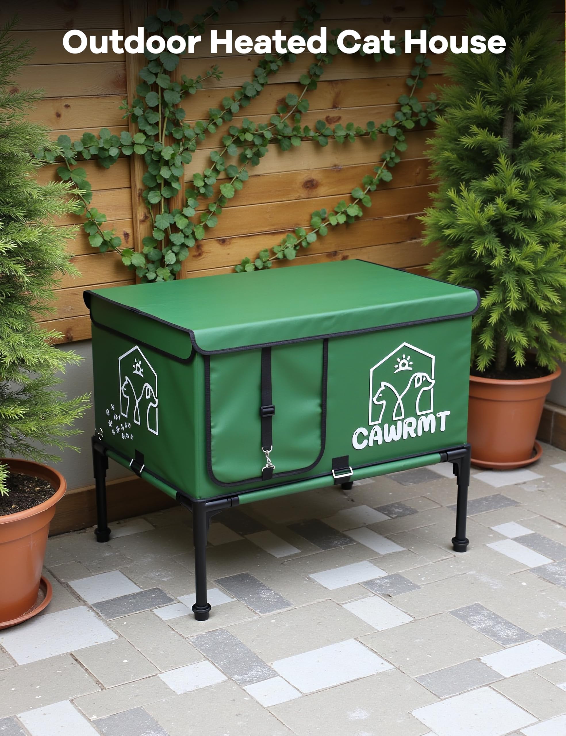 Liladayd Outdoor Heated Cat House, Detachable Feral Cats House With Open Window, Weatherproof In Winter, Cat Shelter With Pet He