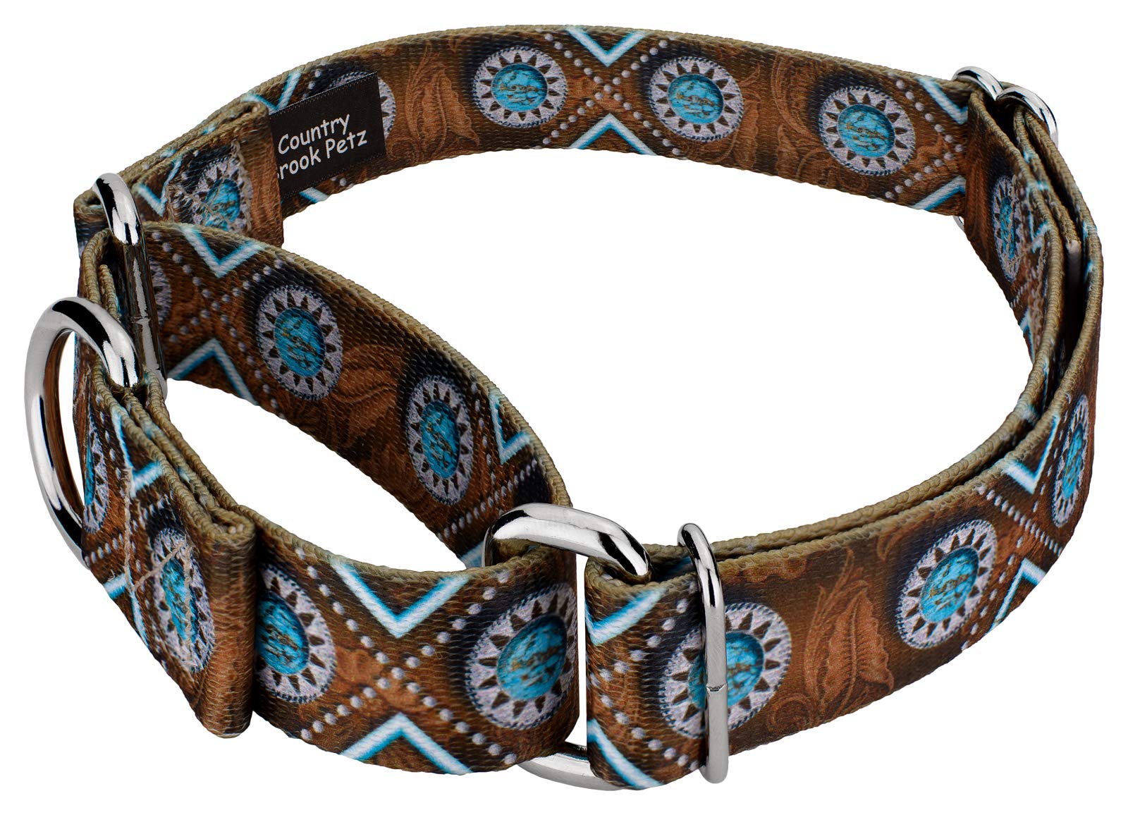 Country Brook Petz - Saddle Up Martingale Dog Collar - Country And Western Collection Featuring Rugged Designs (1/2 Inch, 2Xs)