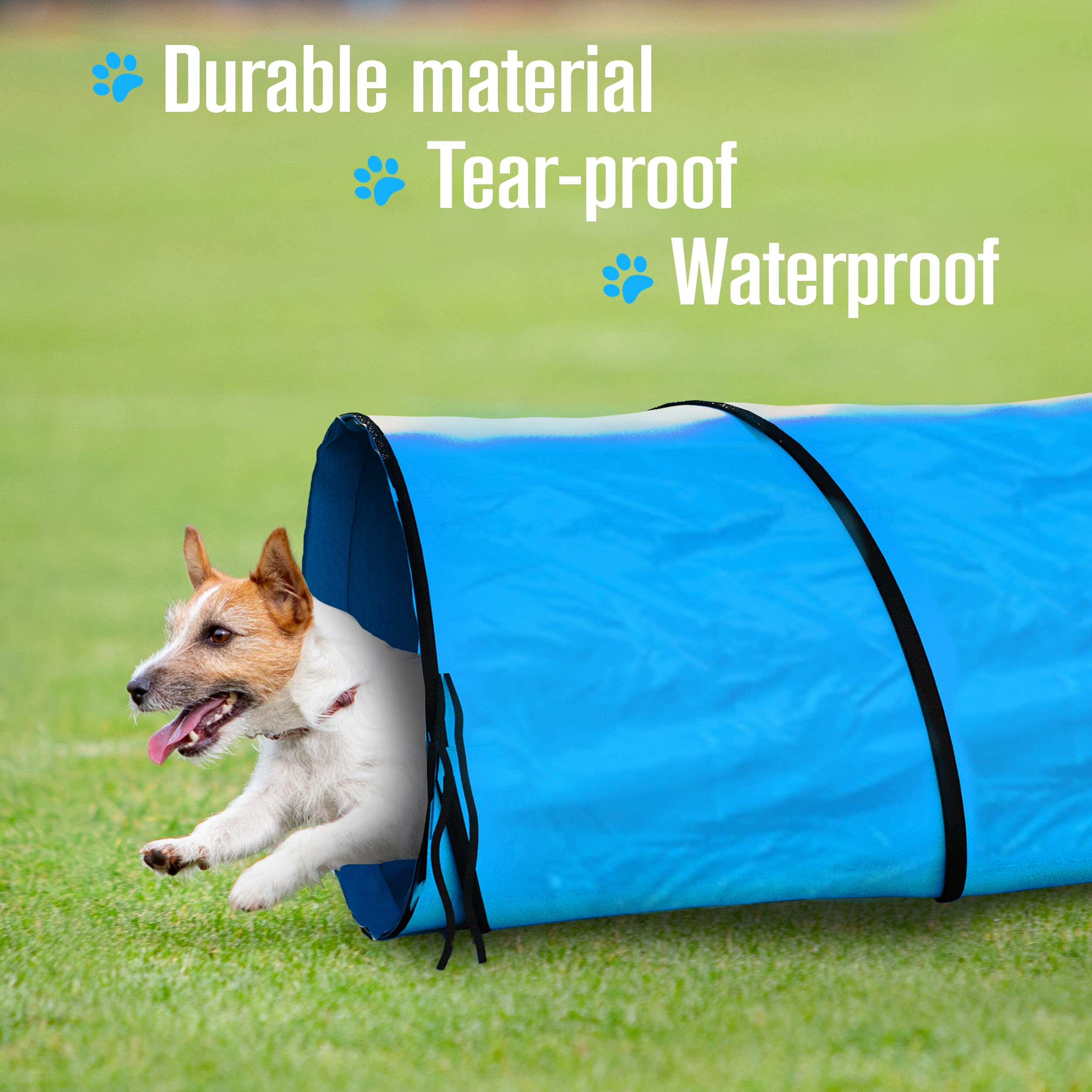 Houseables Dog Tunnel, Dog Agility Tunnel, Agility Equipment, Puppy Obstacle Course, Pet Playground, Crawling, Small, Medium, La