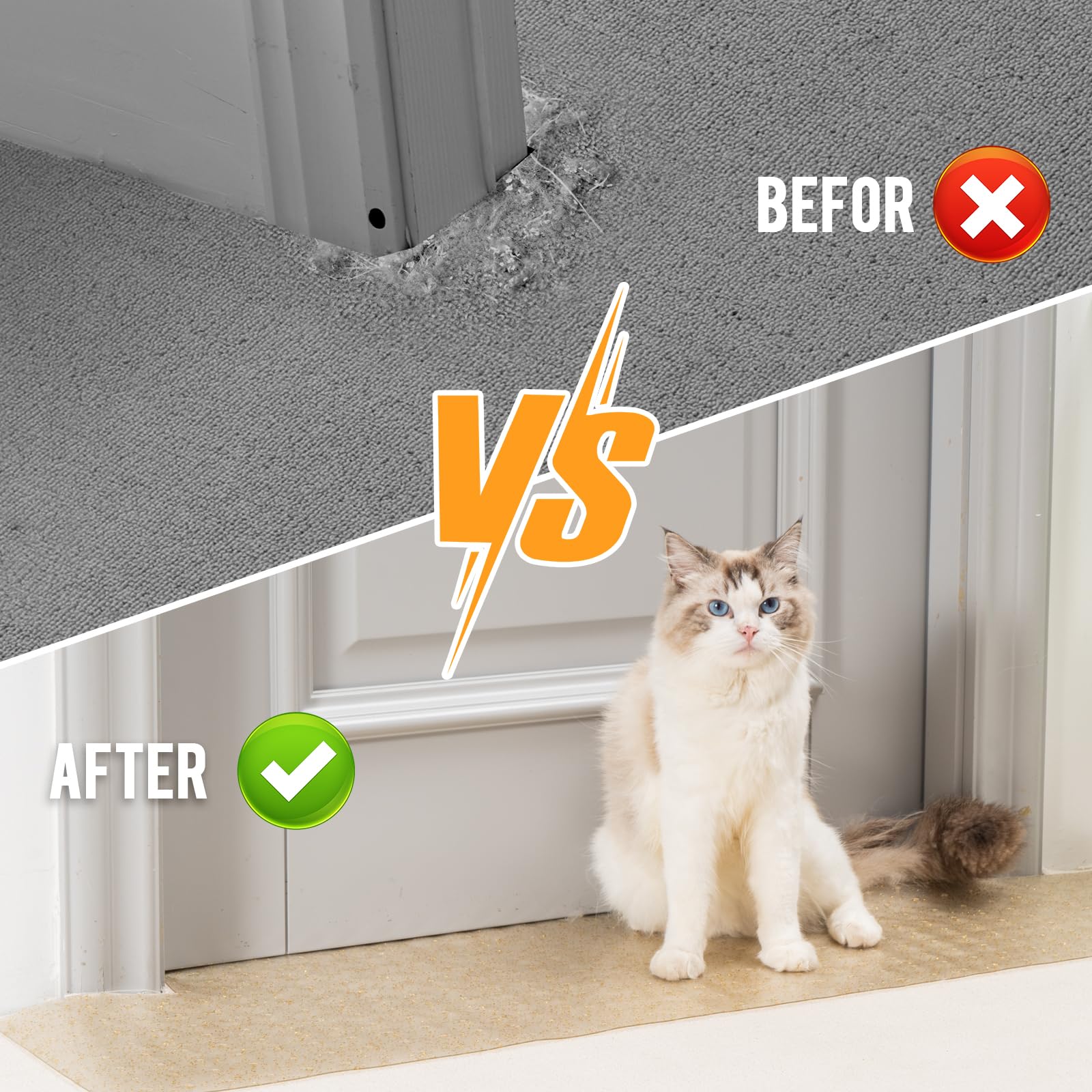 Uross Carpet Protector For Pets - Cat Carpet Protector For Doorway, Anti Scratch Under Door Cat Scratch Protector Mat, Easy To C