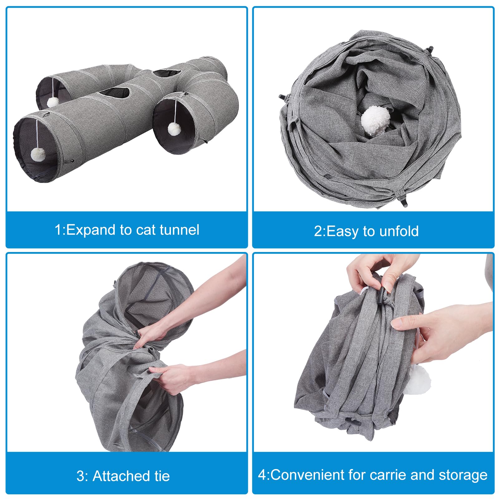 Ownpets Cat Tunnel Large 12 Inch Diameter Sturdy Oxford Fabric Cat Tunnel Toy, Cactus Shape Collapsible Cat Tunnels For Indoor C