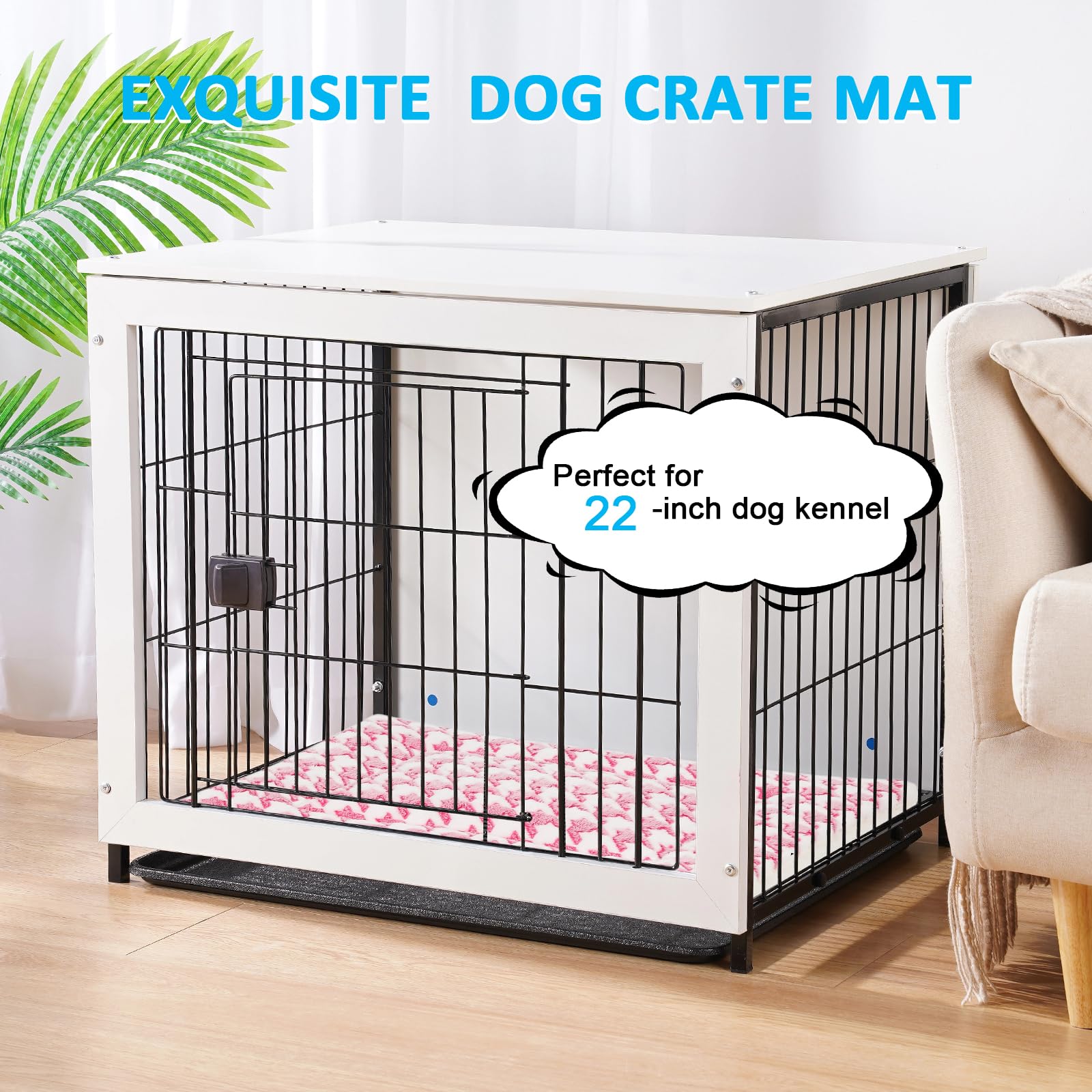 Kigmmro Dog Bed Mat, Reversible Crate Pad for Medium Small Dogs, Machine Washable, Portable and Soft Pet Bed Pad/Mat for 22-inch