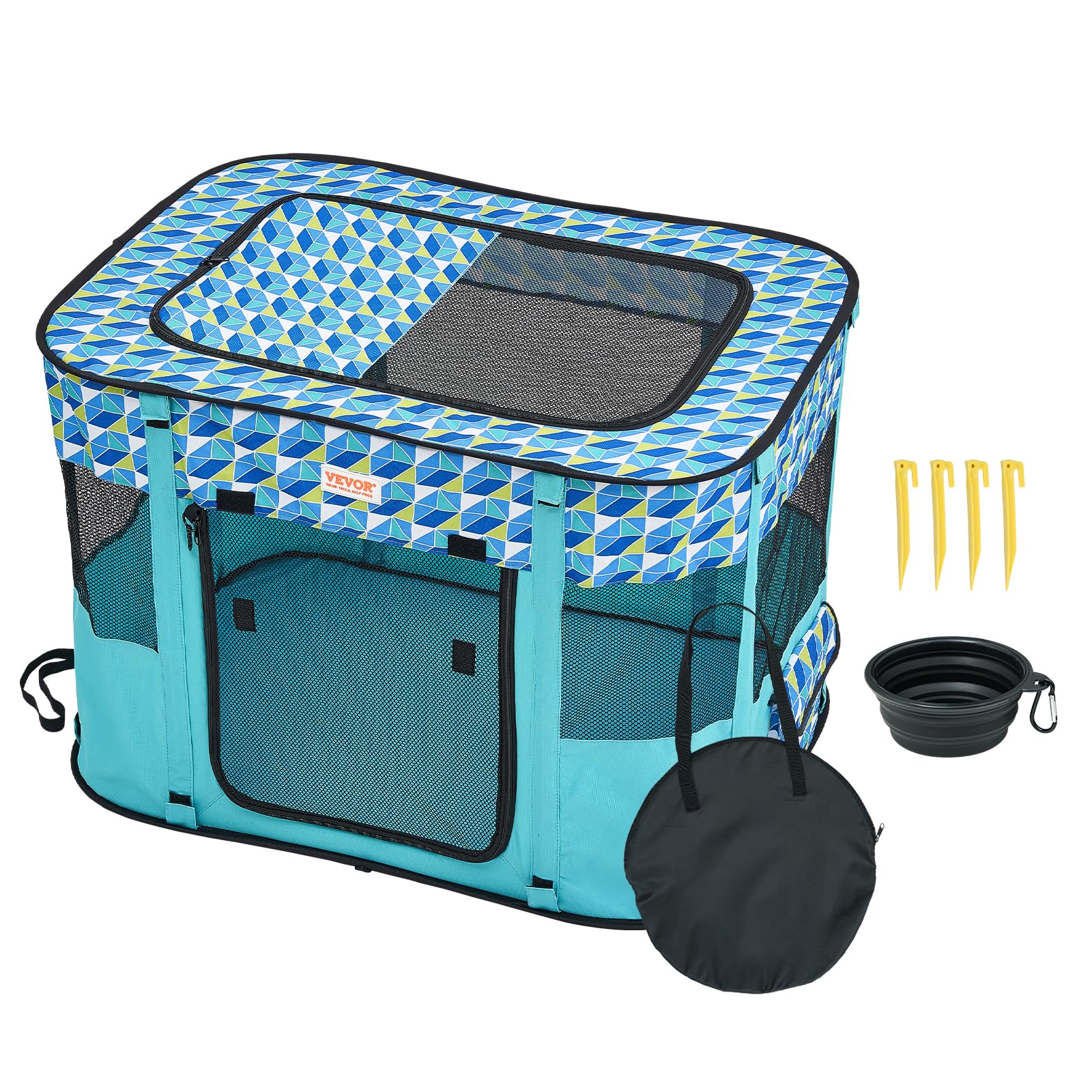 VEVOR Foldable Pet Playpen, 32 x 24 x 22 Portable Dog Playpen, Crate Kennel for Puppy, Dog, Cat, Waterproof 600D Oxford Cl