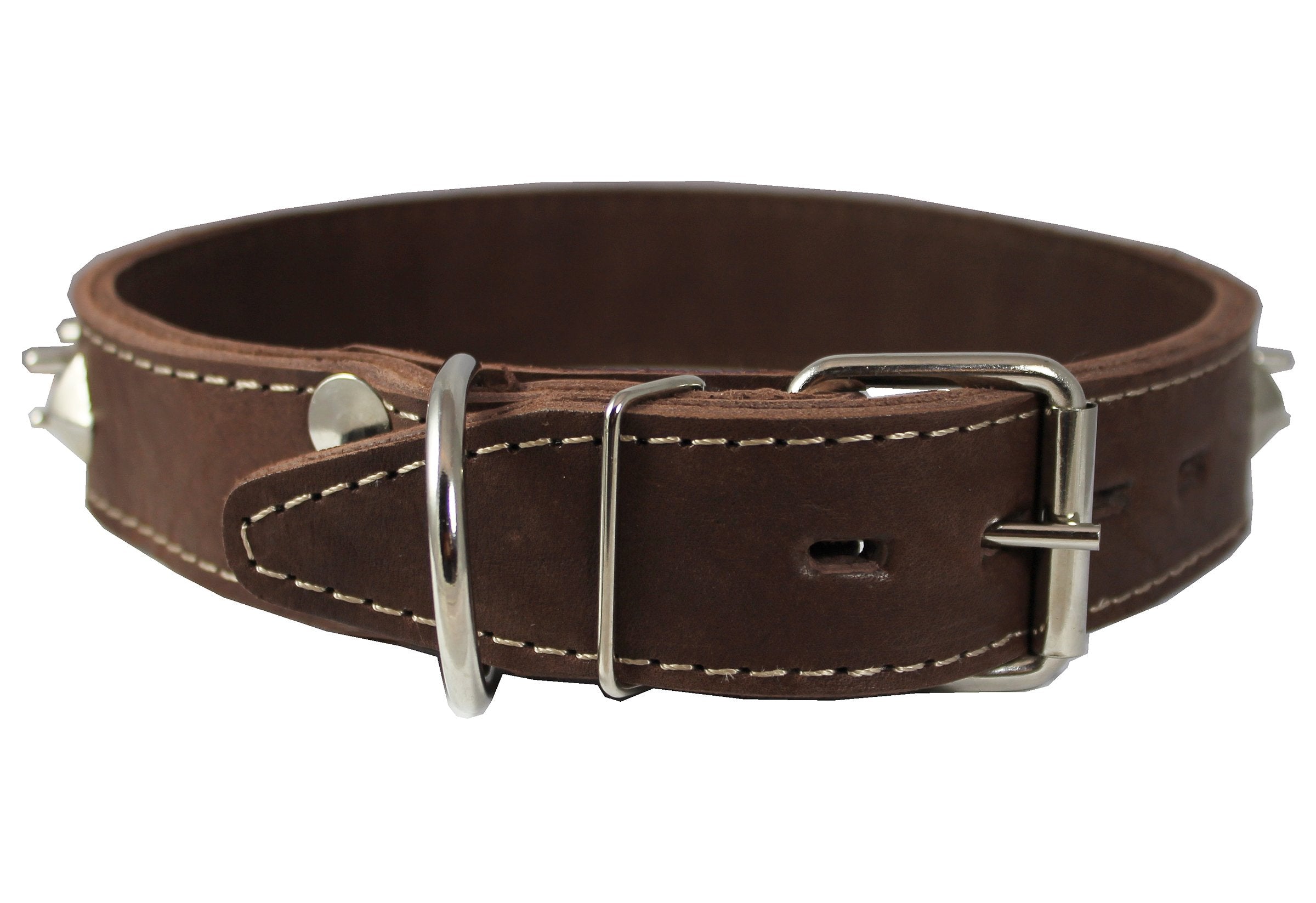 Thick Genuine Leather Spiked Studded Dog Collar 1.5' Wide Sized To Fit 18'-22' Neck. Retriever, Doberman, Rottweiler, Bulldog