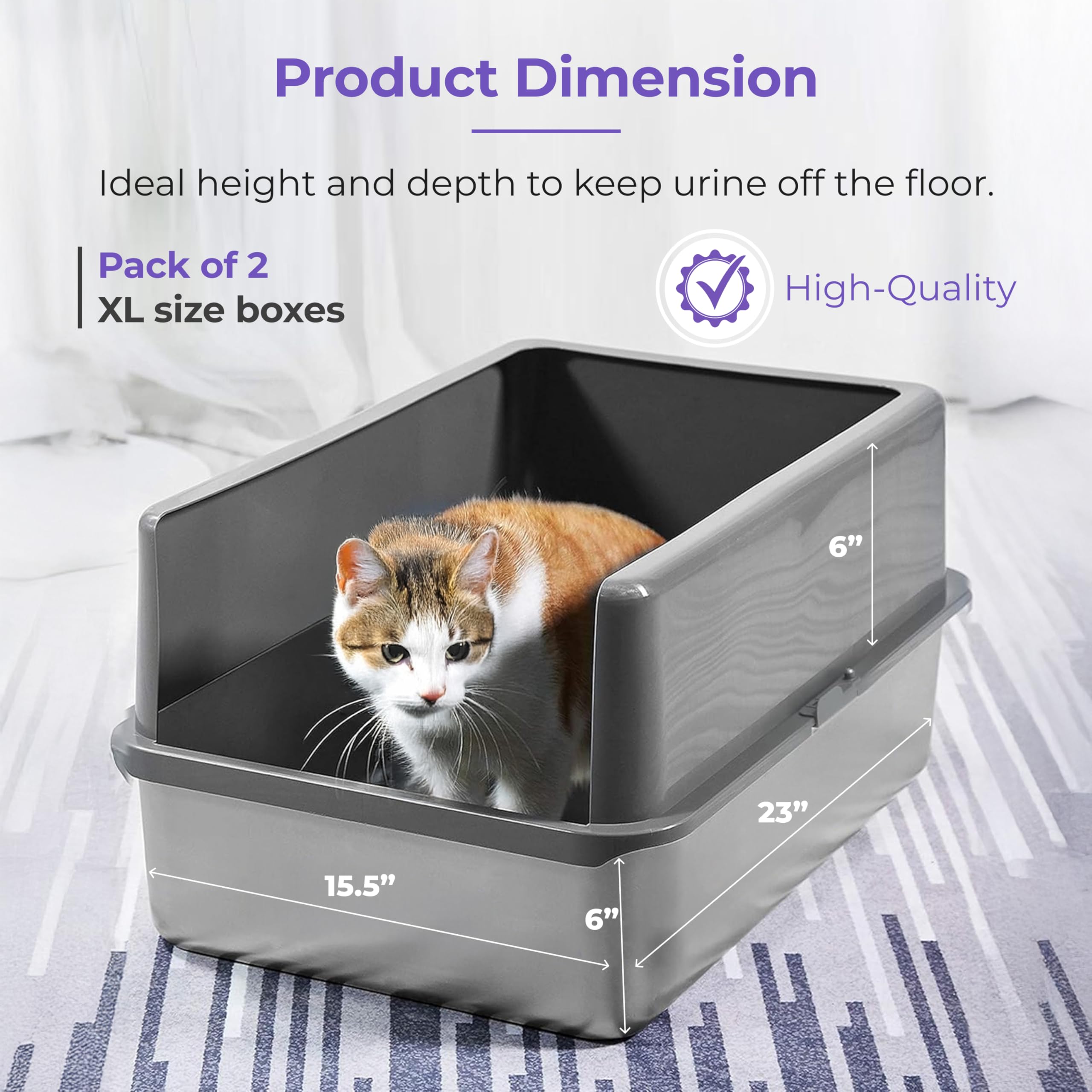 iPrimio Stainless Steel Litter Box - Cat Litter Box Enclosure with Enclosed Sides for Odor Control - Durable, Rust-Resistant Met