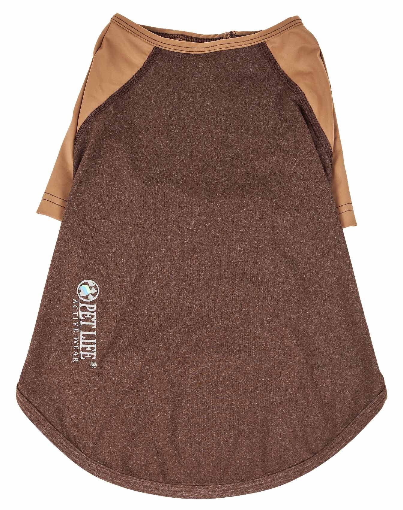 Pet Life Active Hybreed 4-Way Stretch Two-Toned Performance Dog T-Shirt, Large, Brown