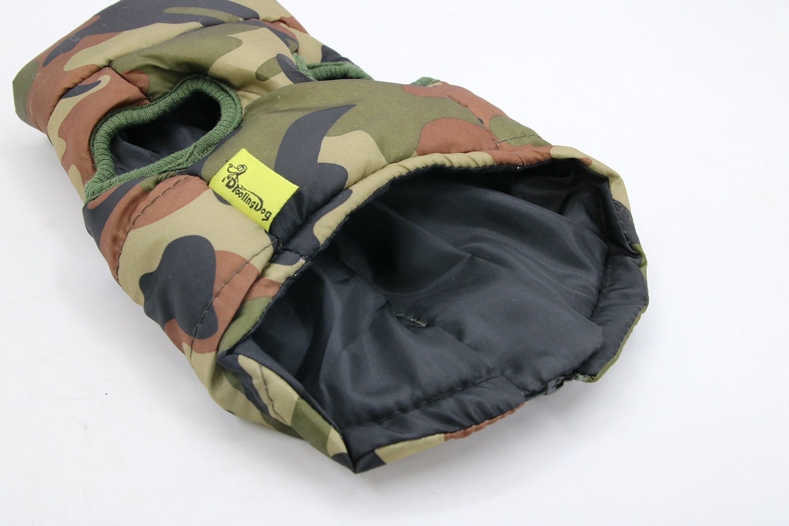 Droolingdog Dog Winter Jacket Camo Waterproof Coat Dog Camouflage Costume With Harness For Small Dogs, Large, Army Green