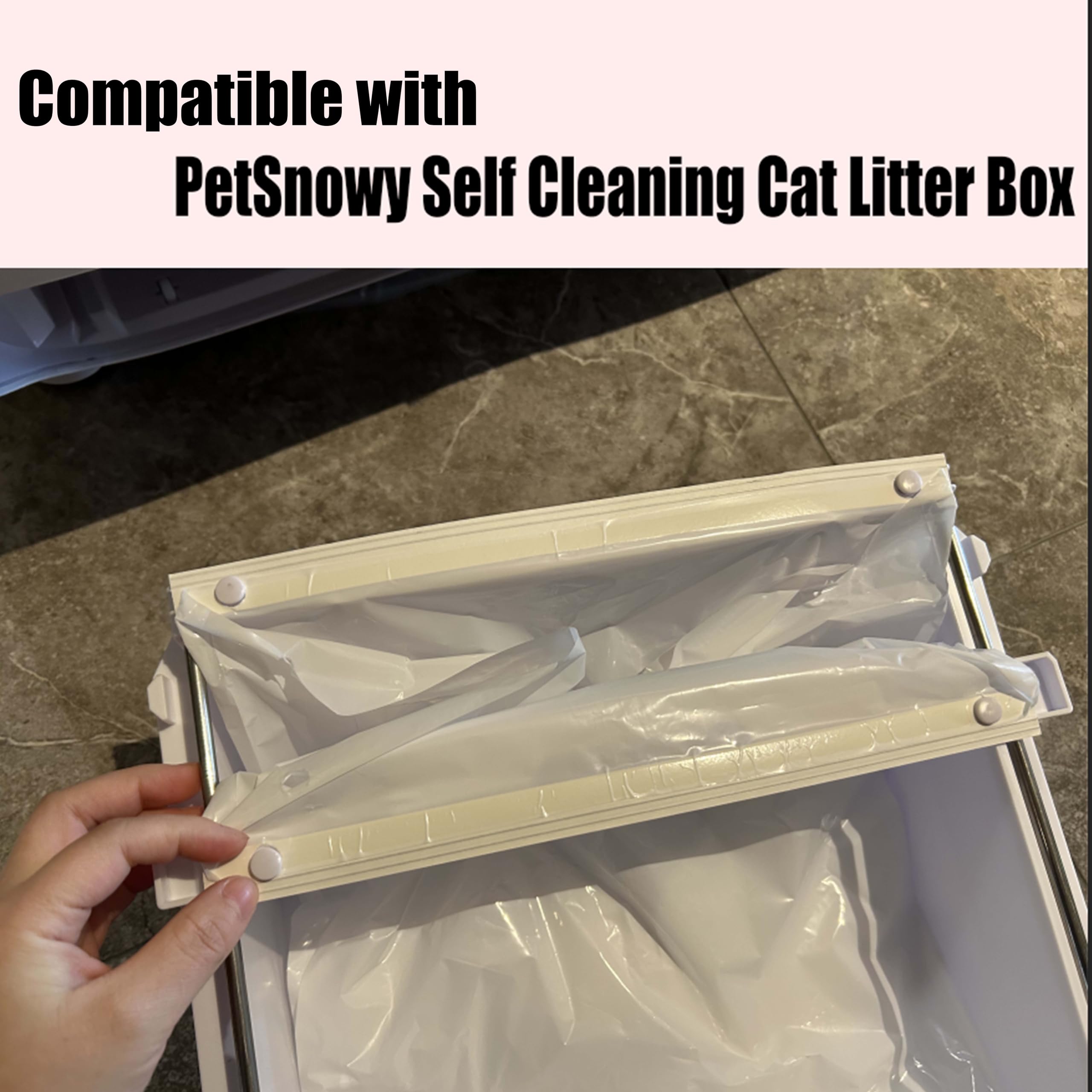 Cat Litter Box Liners For Petsnowy Snow+ Cat Litter Box, 60 Pcs Self-Sealing Waste Drawer Bags For Automatic Cat Litter Box (60