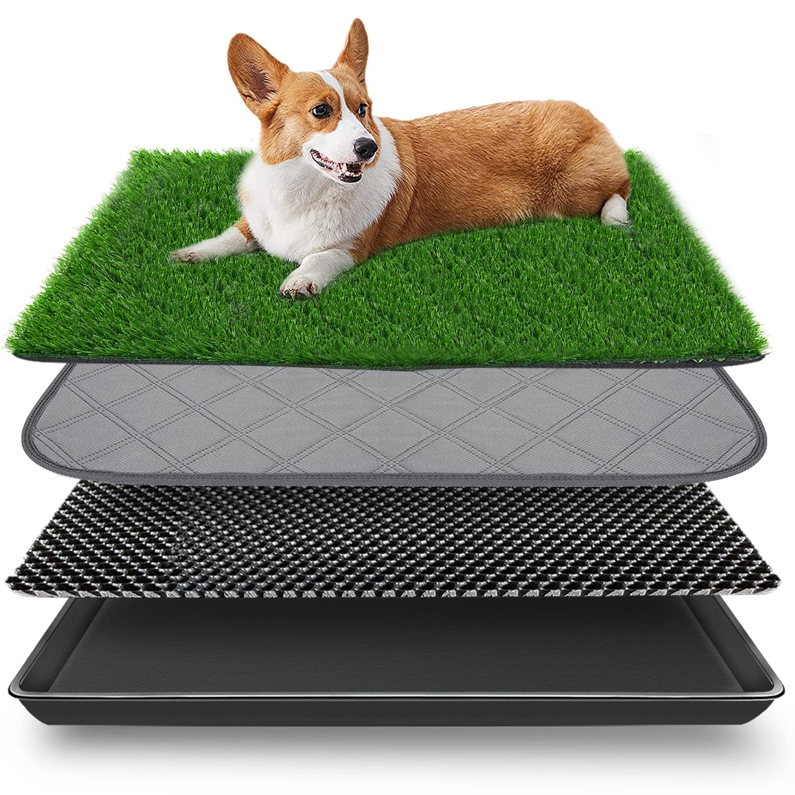 Embellbatt Dog Grass Pad With Tray, Dog Potty Grass For Puppy Training, Artificial Fake Grass For Dogs To Pee On Indoor Outdoor