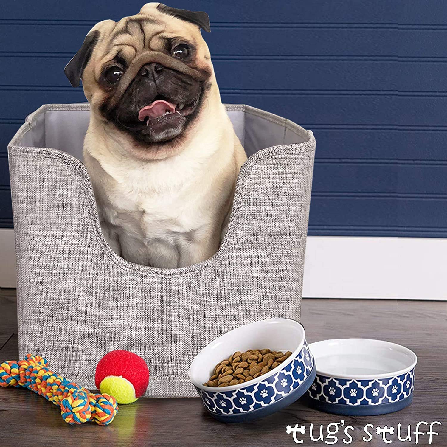 Premium Dog Toy Bin & Blanket Basket - Living Room & Nursery Storage, Easy to Clean, Perfect for Toy Organization - 13x13x11