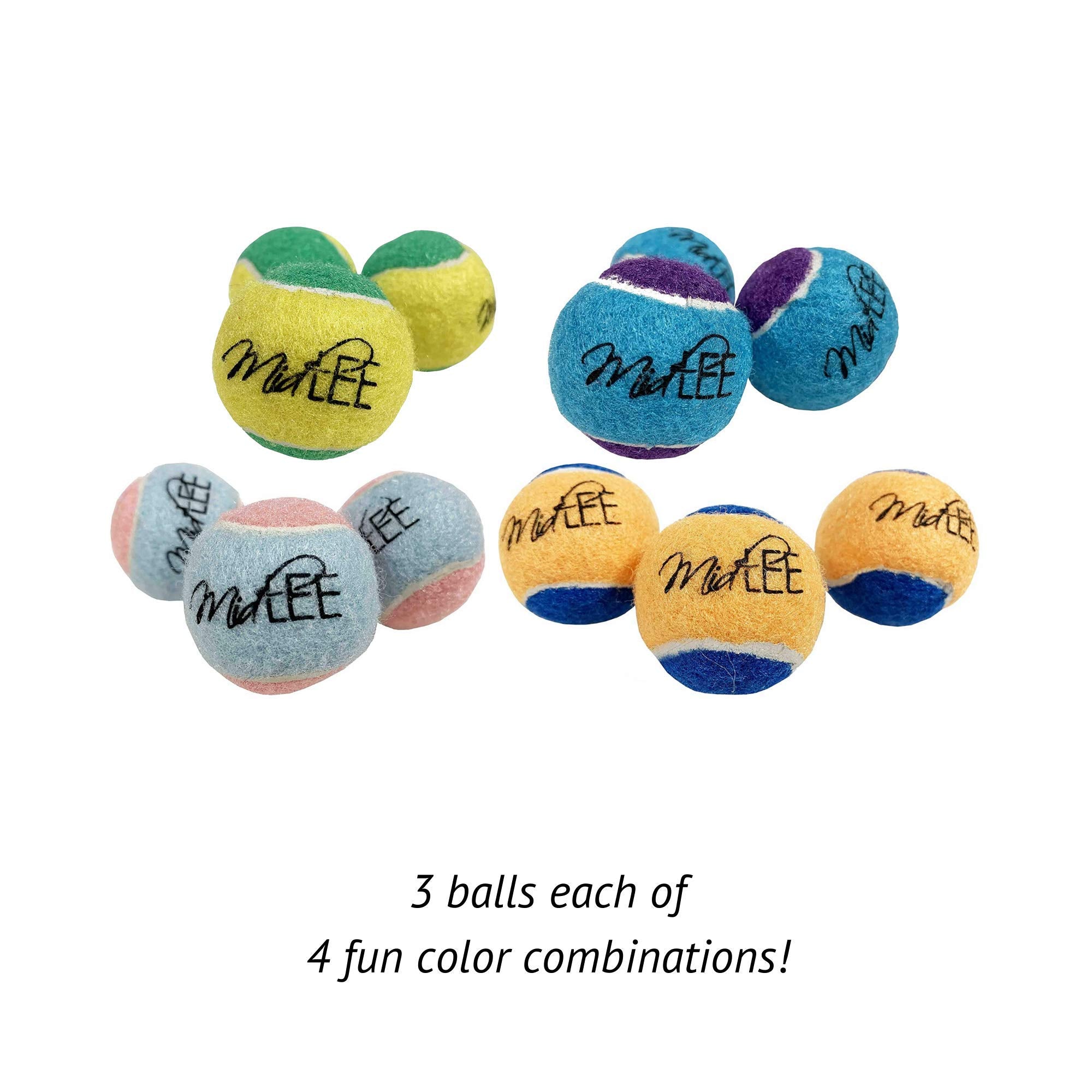 Midlee X-Small Dog Tennis Balls 1.5'' Pack Of 12 (Assorted, 1.5 Inch)