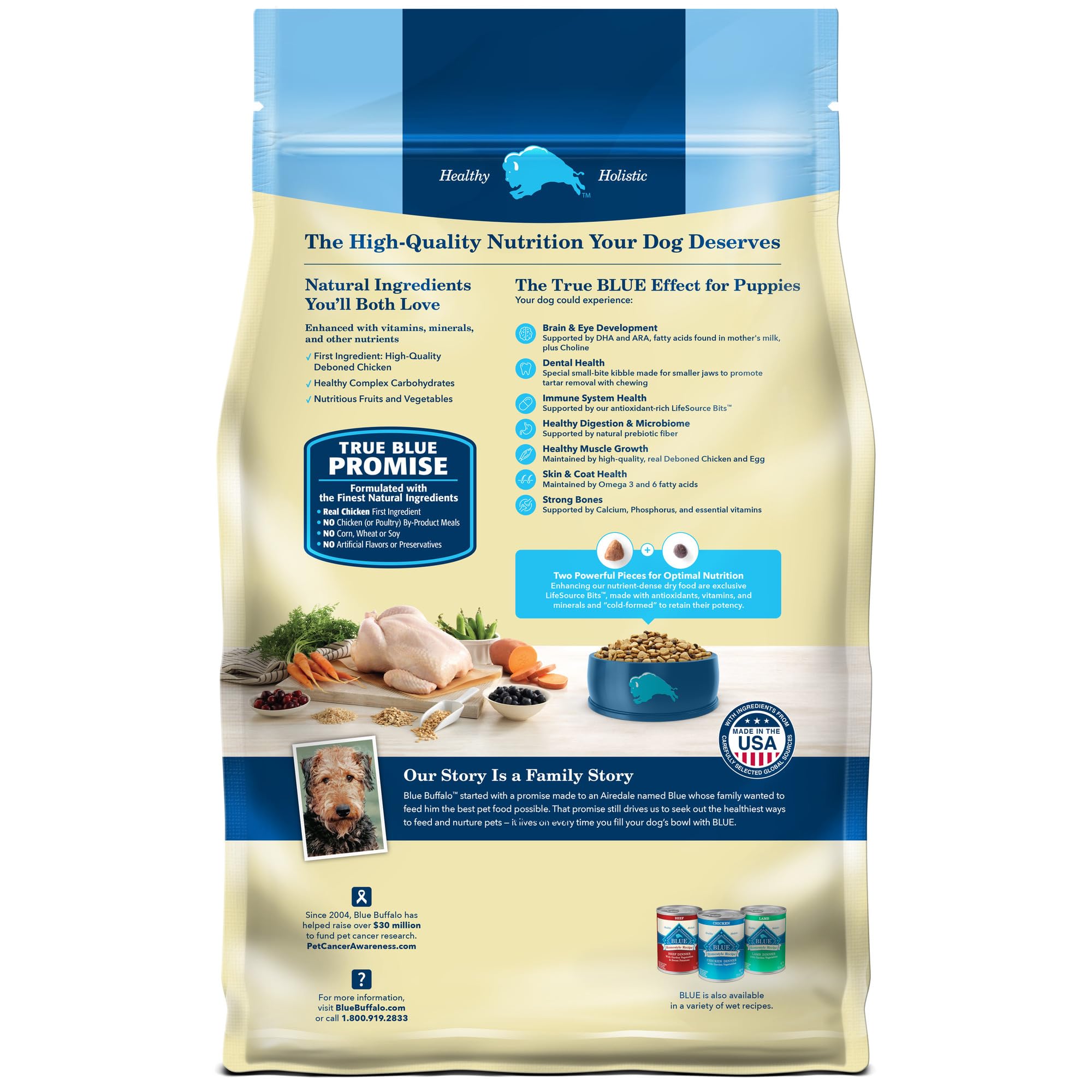 Blue Buffalo Dog Food for Puppies, Life Protection Formula, Natural Chicken & Brown Rice Flavor, Puppy Dry Dog Food, 15 lb Bag