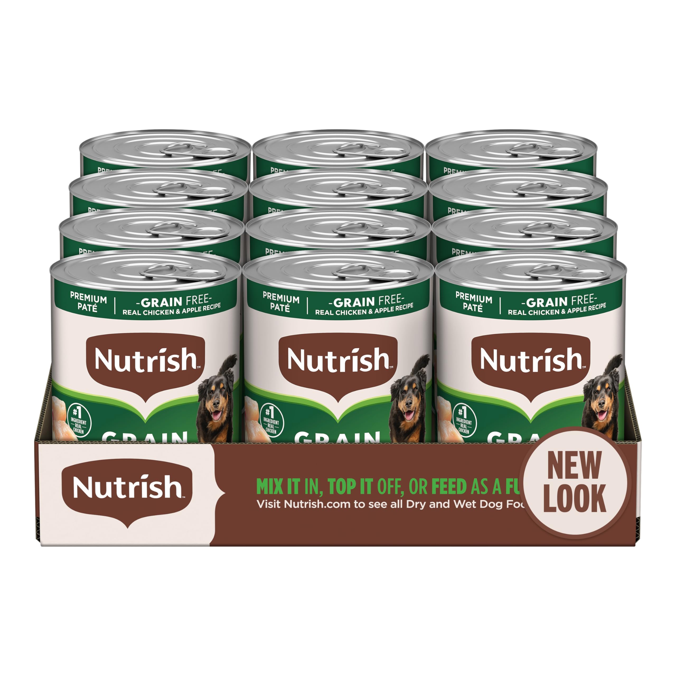 Nutrish Grain Free Real Chicken & Apple Recipe Premium Pat   Wet Dog Food, 13 oz. Can, 12 Count, Packaging May Vary (Rachael Ray