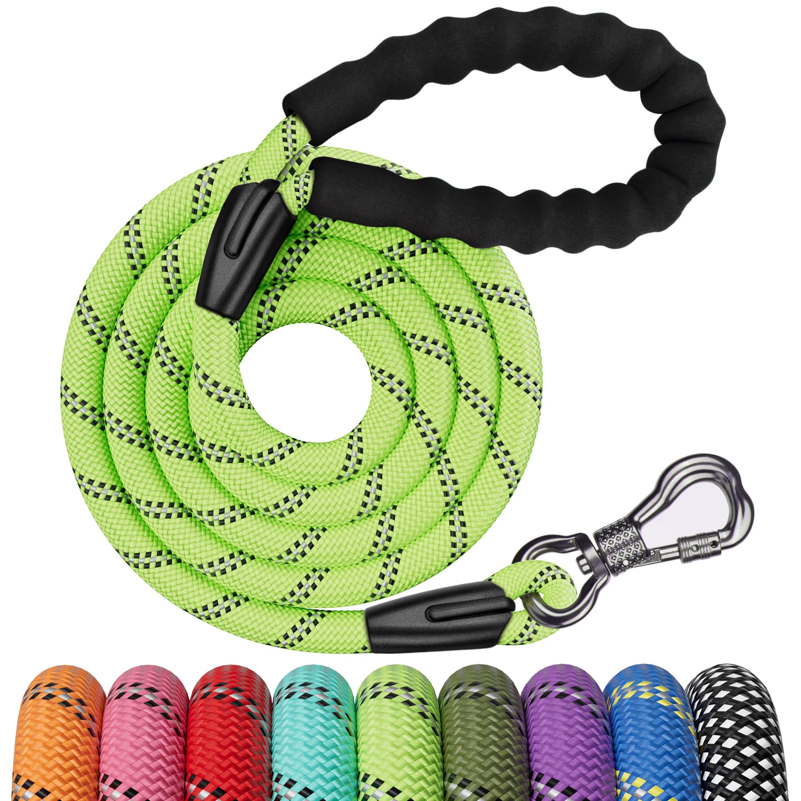 Ntr 8Ft Heavy Duty Dog Leash, Teal Rope Dog Leashes With Swivel Lockable Hook And Comfortable Padded Handle, Cat Puppy Leash Lead For Small Medium Large Dogs Training, Playing, Camping,Or Backyard