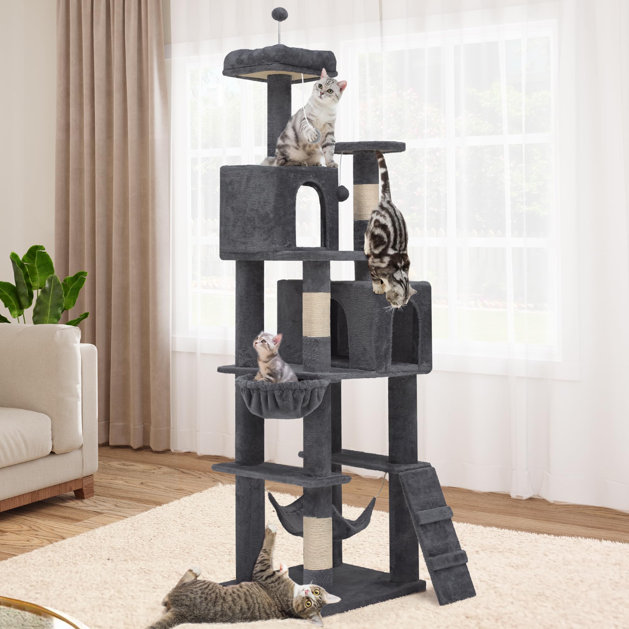 Yitahome 75In Cat Tree Tower For Indoor Cats, Multi-Level Cat Furniture With Scratching Posts, Cat Caves, Padded Perch, Cozy Ham