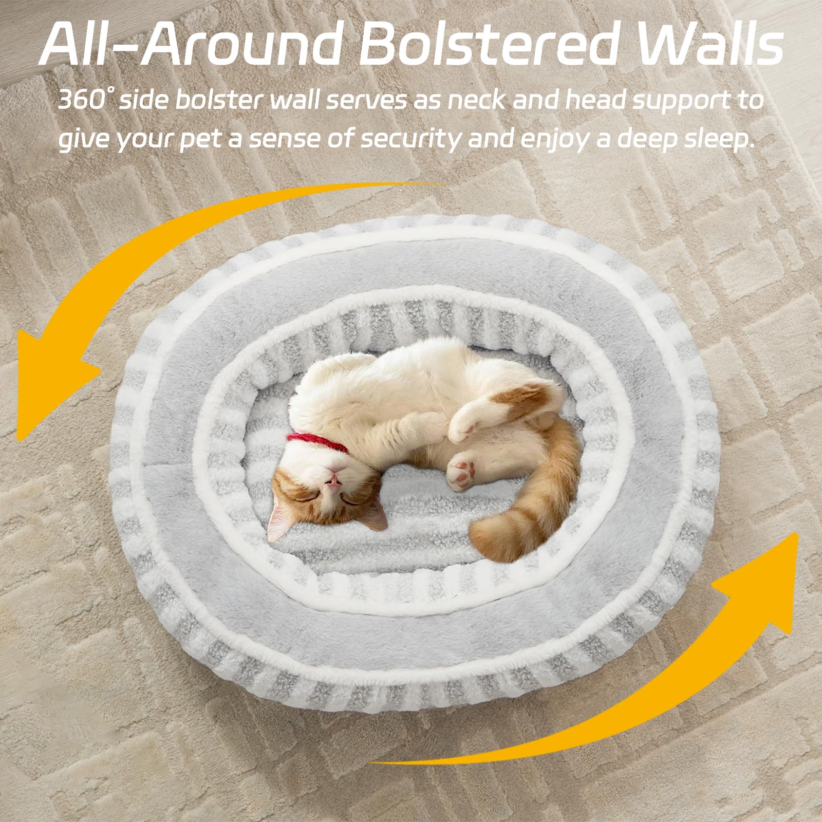 Small Dog Beds for Small Dogs, Washable Cat Beds for Indoor Cats with Anti-Slip Bottom, Supportive Soft Calming Sleeping Pet Bed