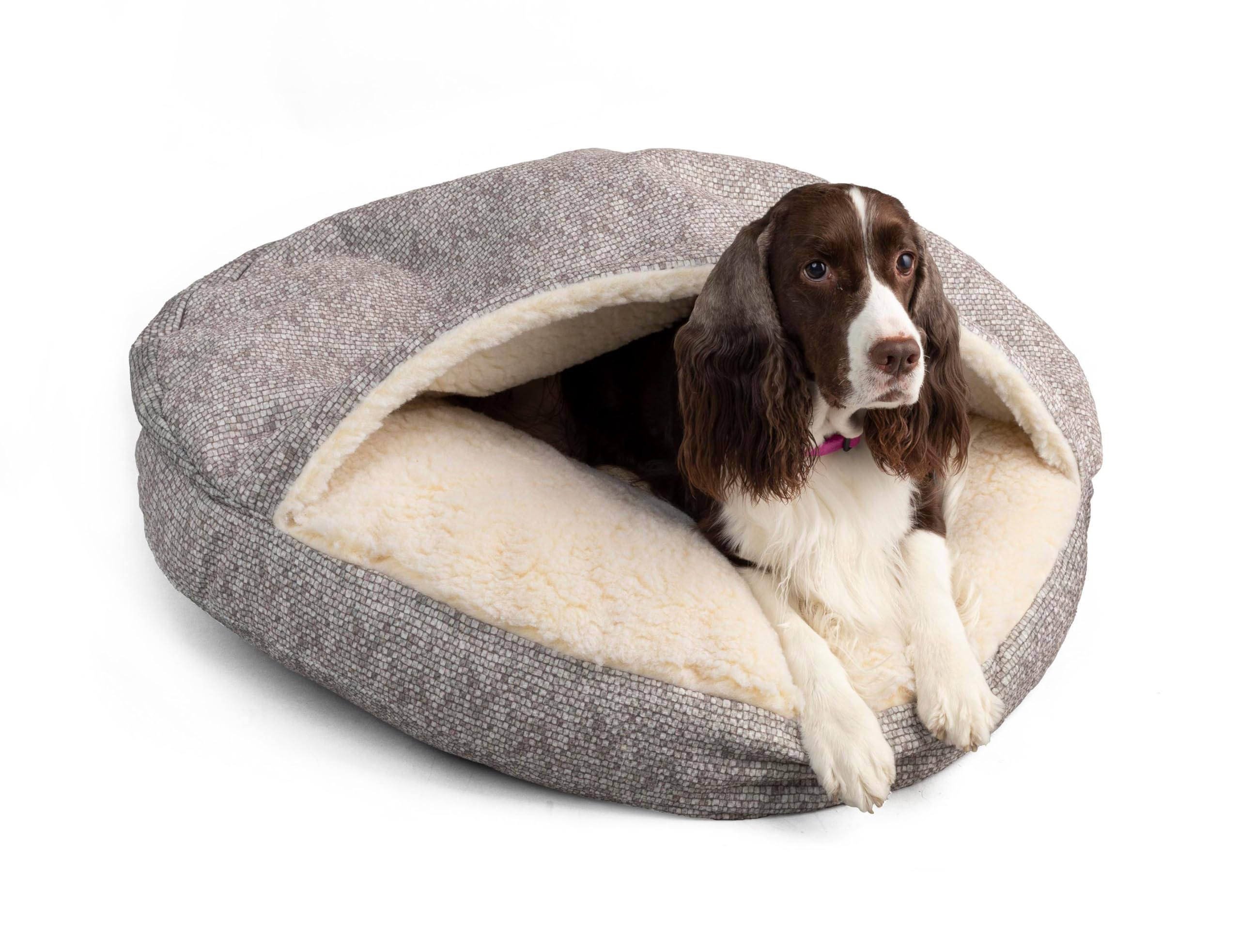 Snoozer Luxury Microsuede Cozy Cave Pet Bed, Show Dog Collection, Large, Merlin Linen